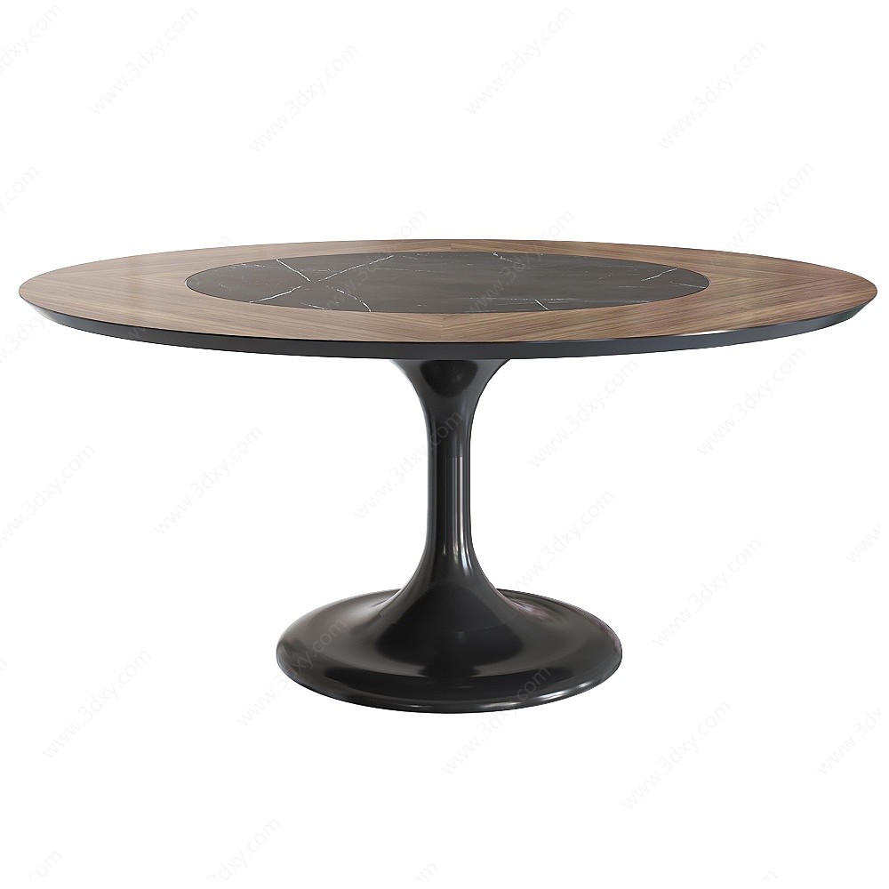 现代大理石实木餐桌椅3D模型