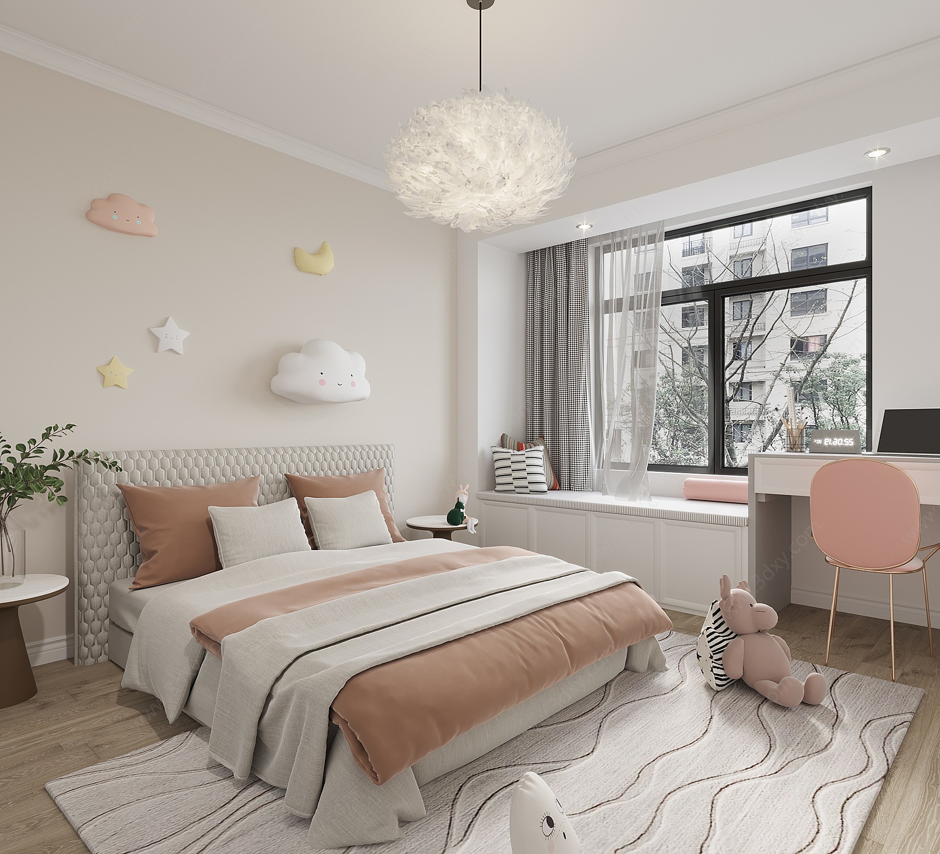现代女儿房卧室3D模型