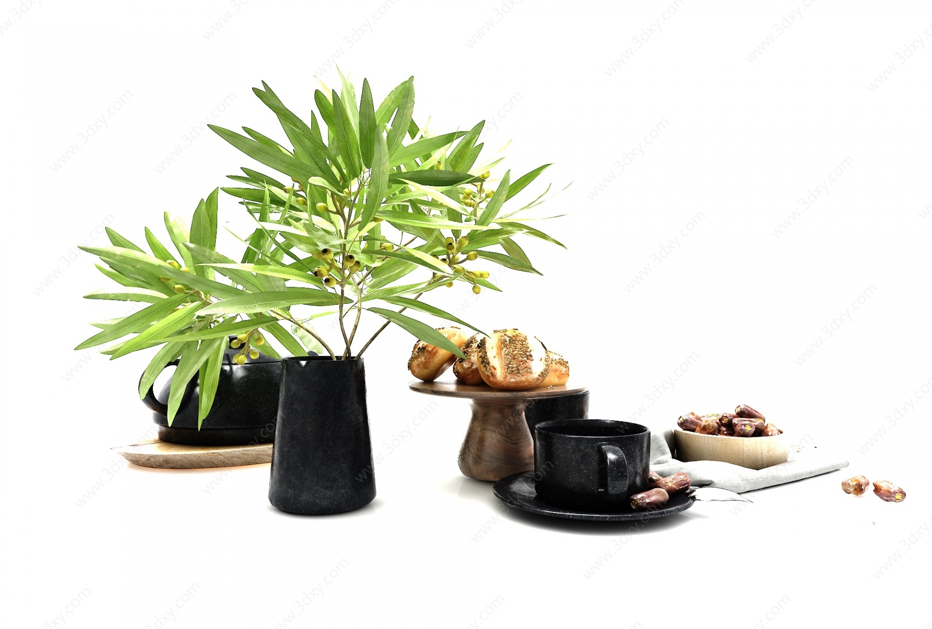 现代风格植物花瓶3D模型