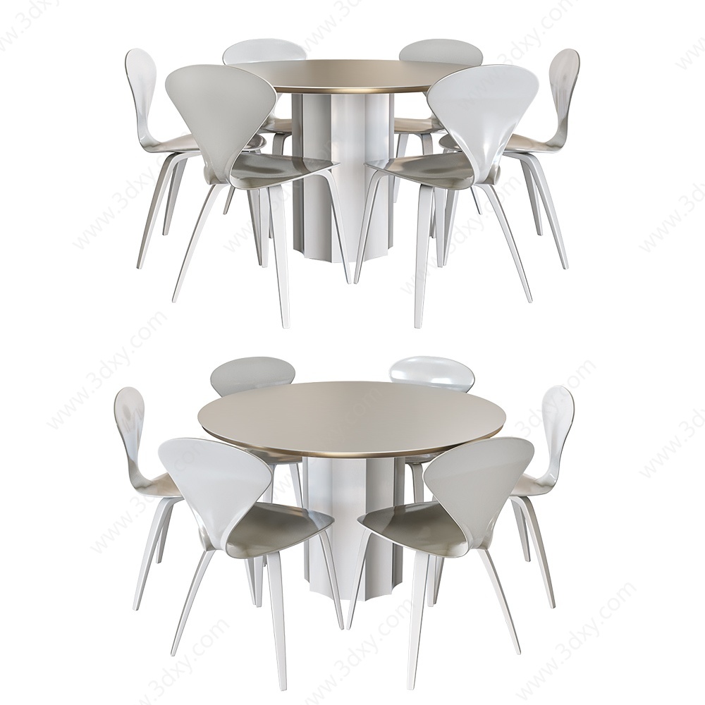 后现代餐桌椅3D模型