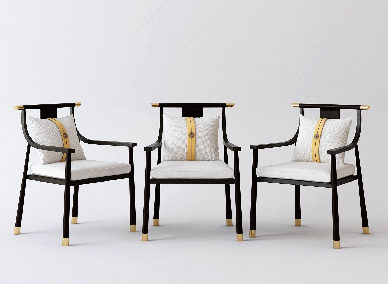 新中式休闲椅餐椅洽谈椅3D模型