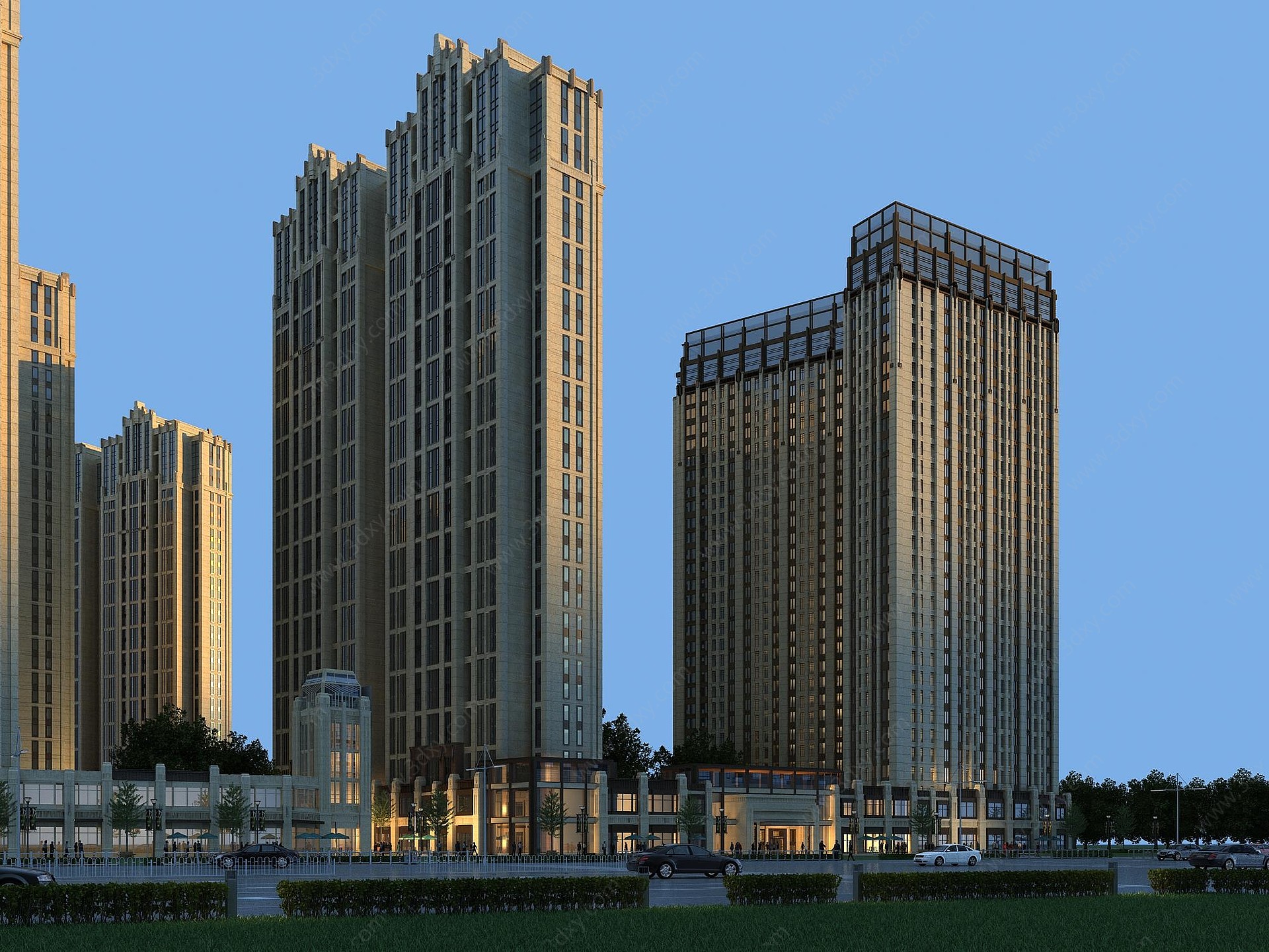 欧式古典高层住宅公寓3D模型