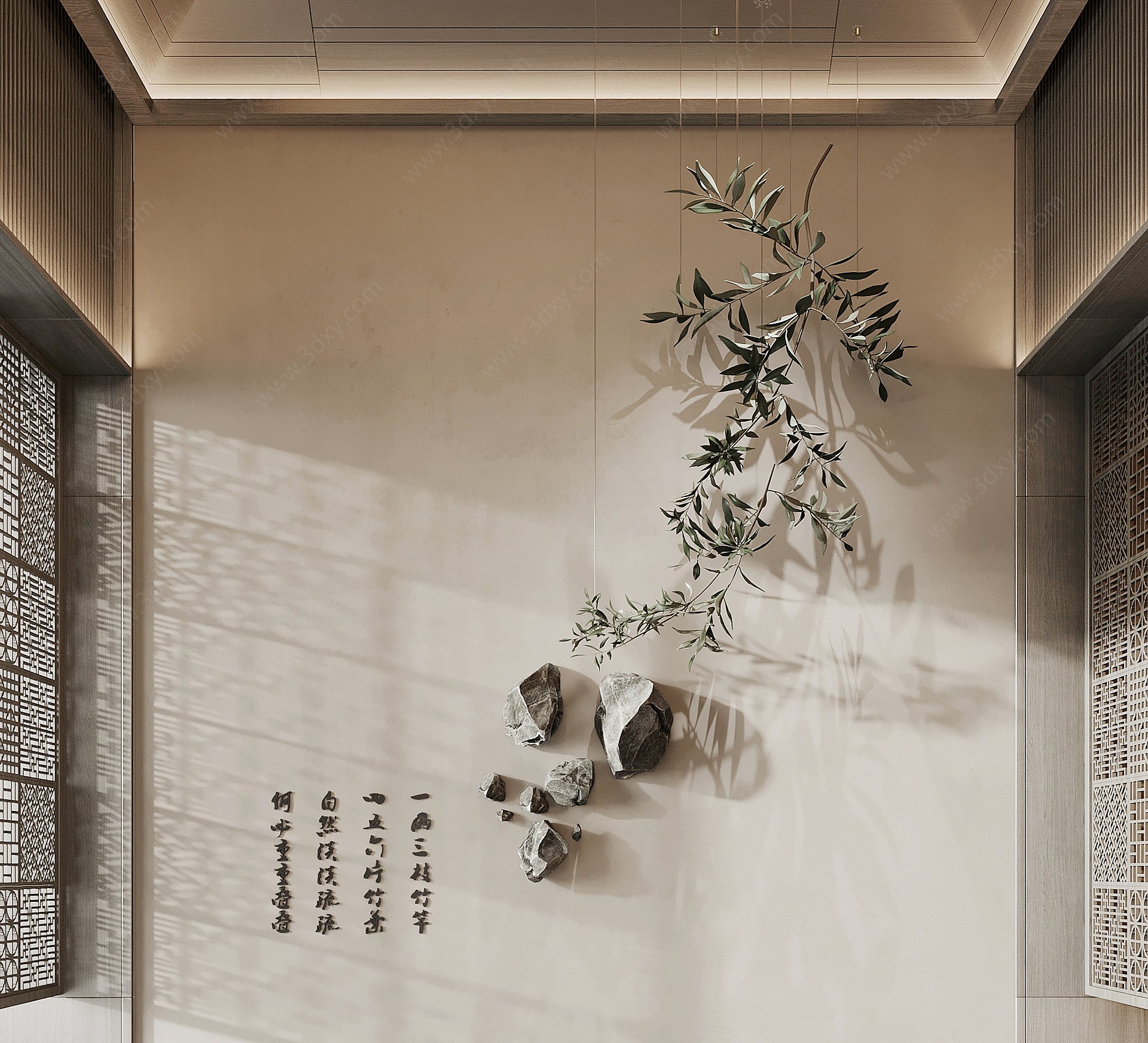 新中式墙饰挂件3D模型