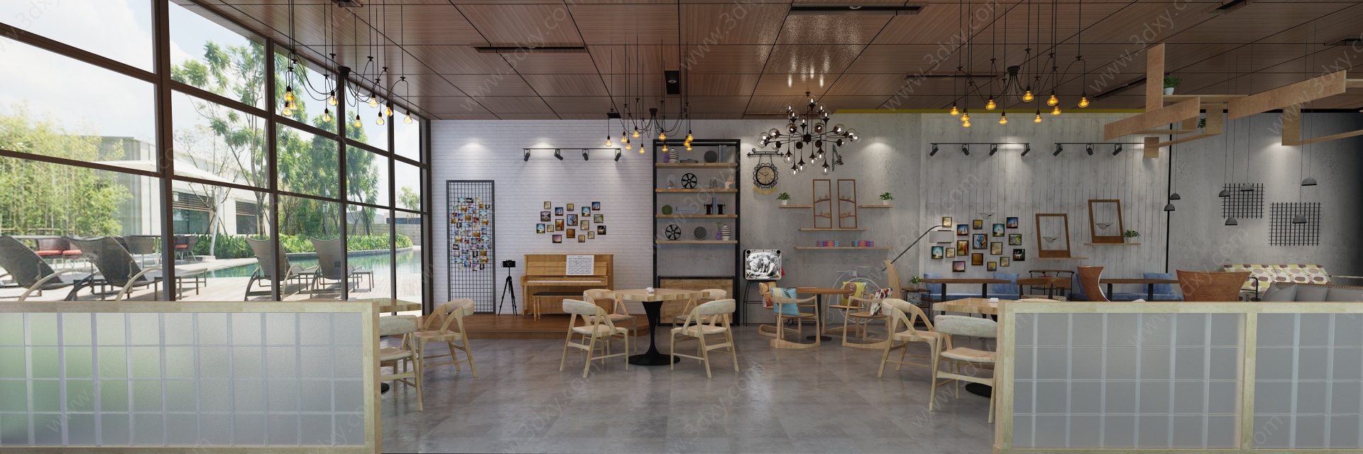 工业风复古餐厅咖啡厅3D模型