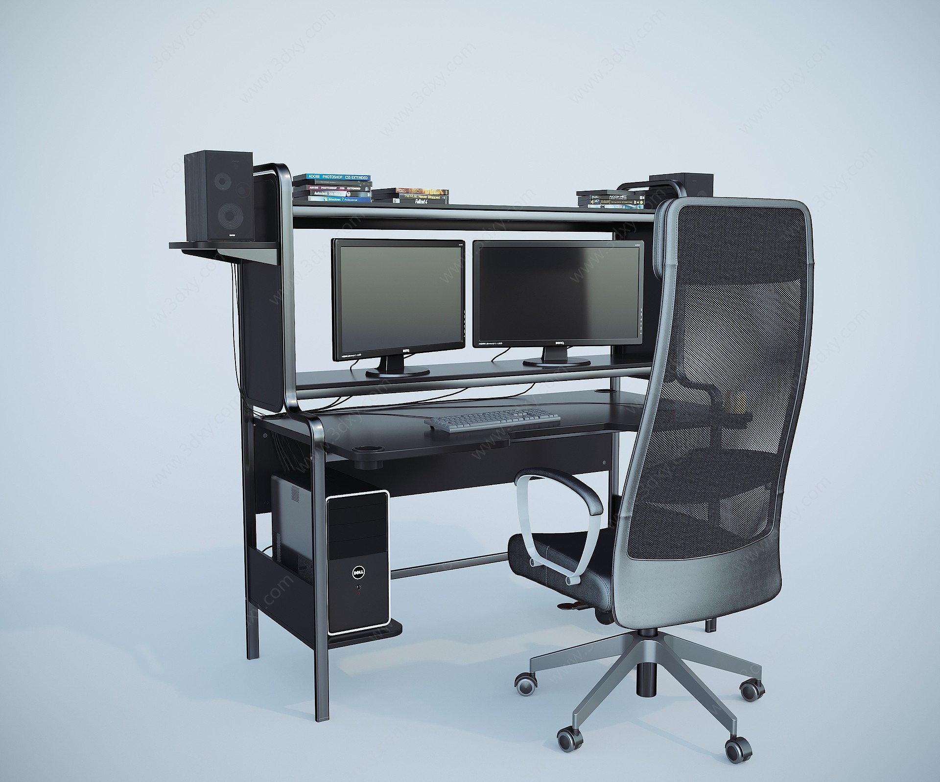 现代电脑桌办公桌3D模型
