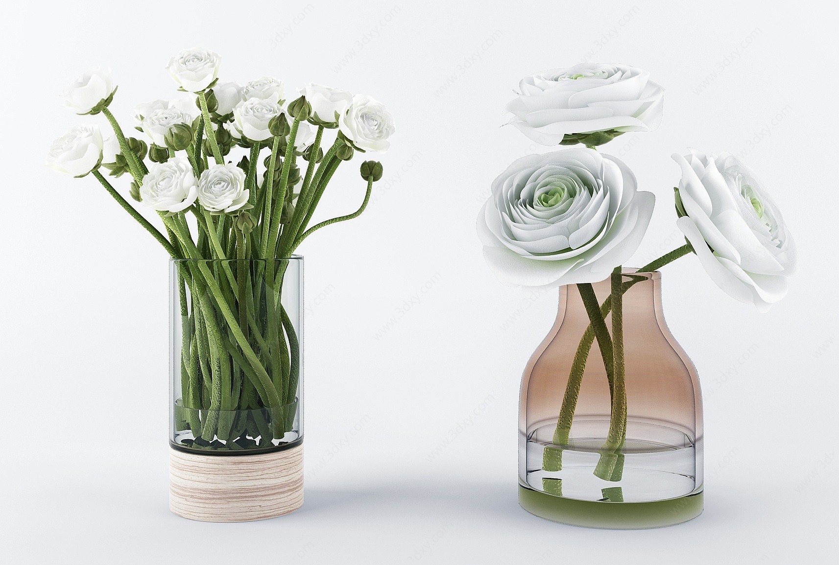 现代花艺玻璃花瓶3D模型