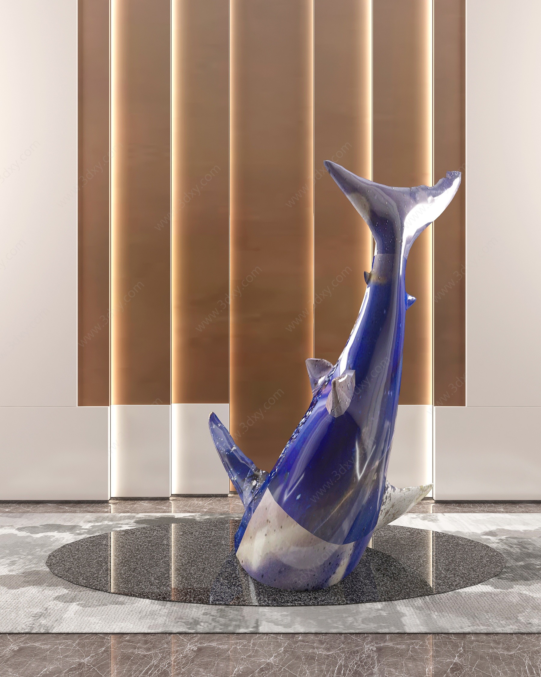 现代鲸鱼雕塑3D模型