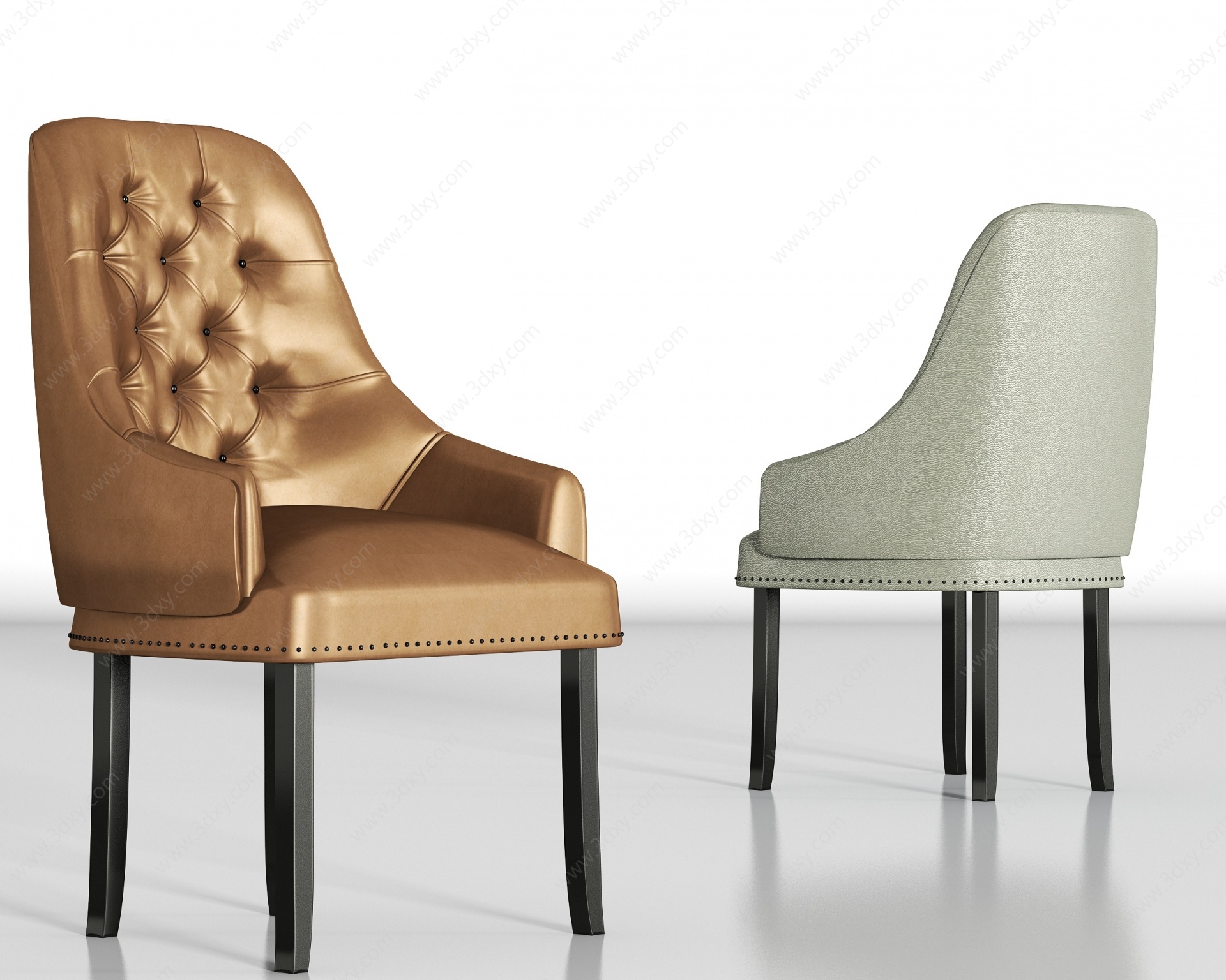 简欧皮革单椅组合3D模型