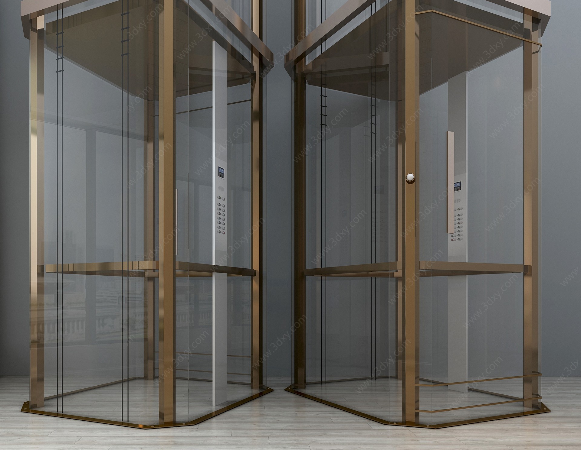 现代观光电梯升降电梯3D模型