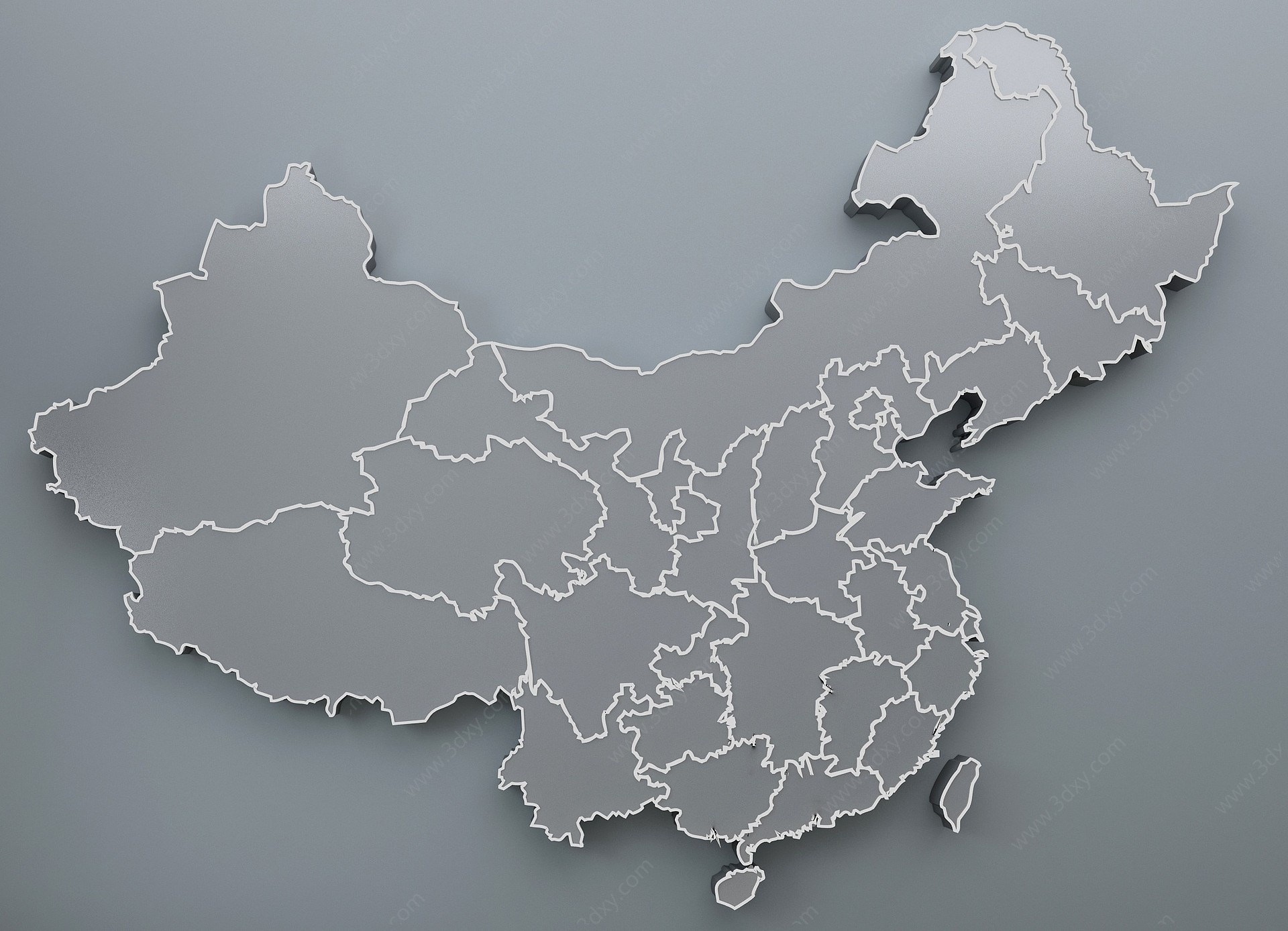 现代中国地图墙饰拼图挂件3D模型