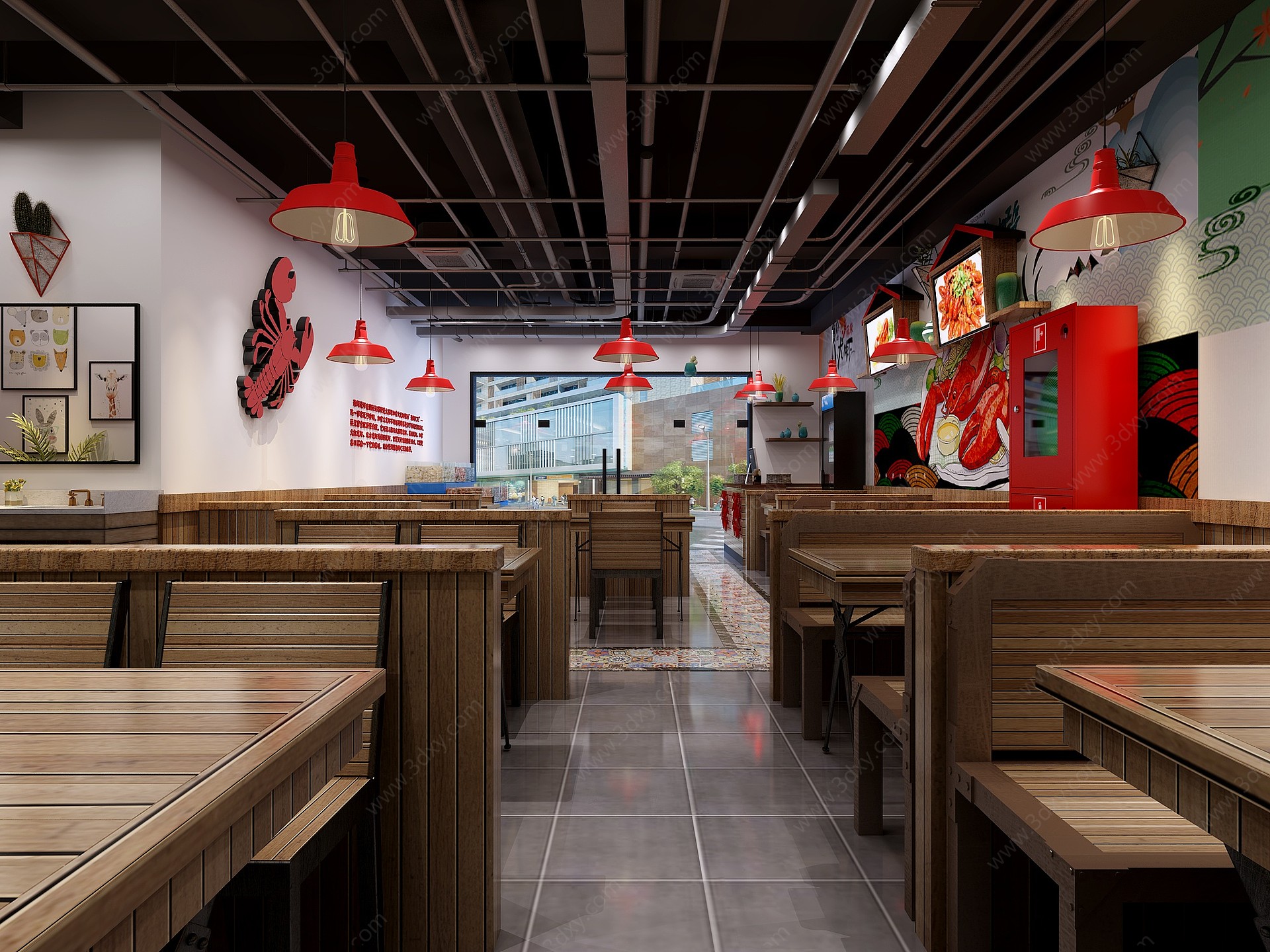工业风餐厅龙虾店3D模型