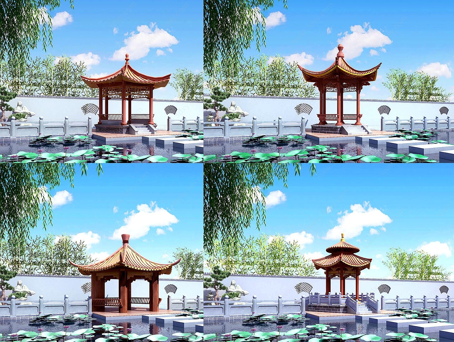中式古建水榭3D模型