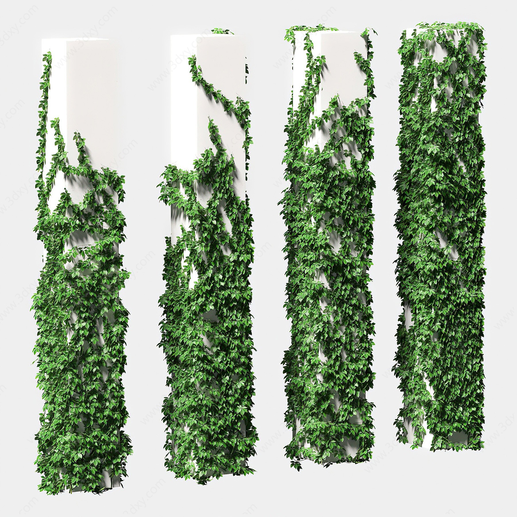 现代绿植柱3D模型