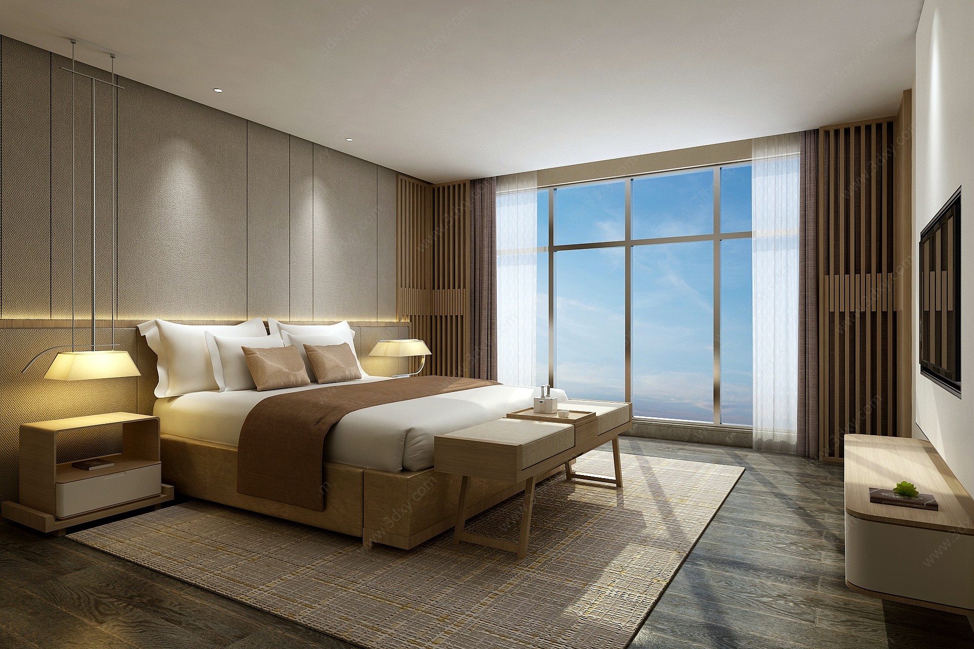 新中式酒店客房床头柜3D模型