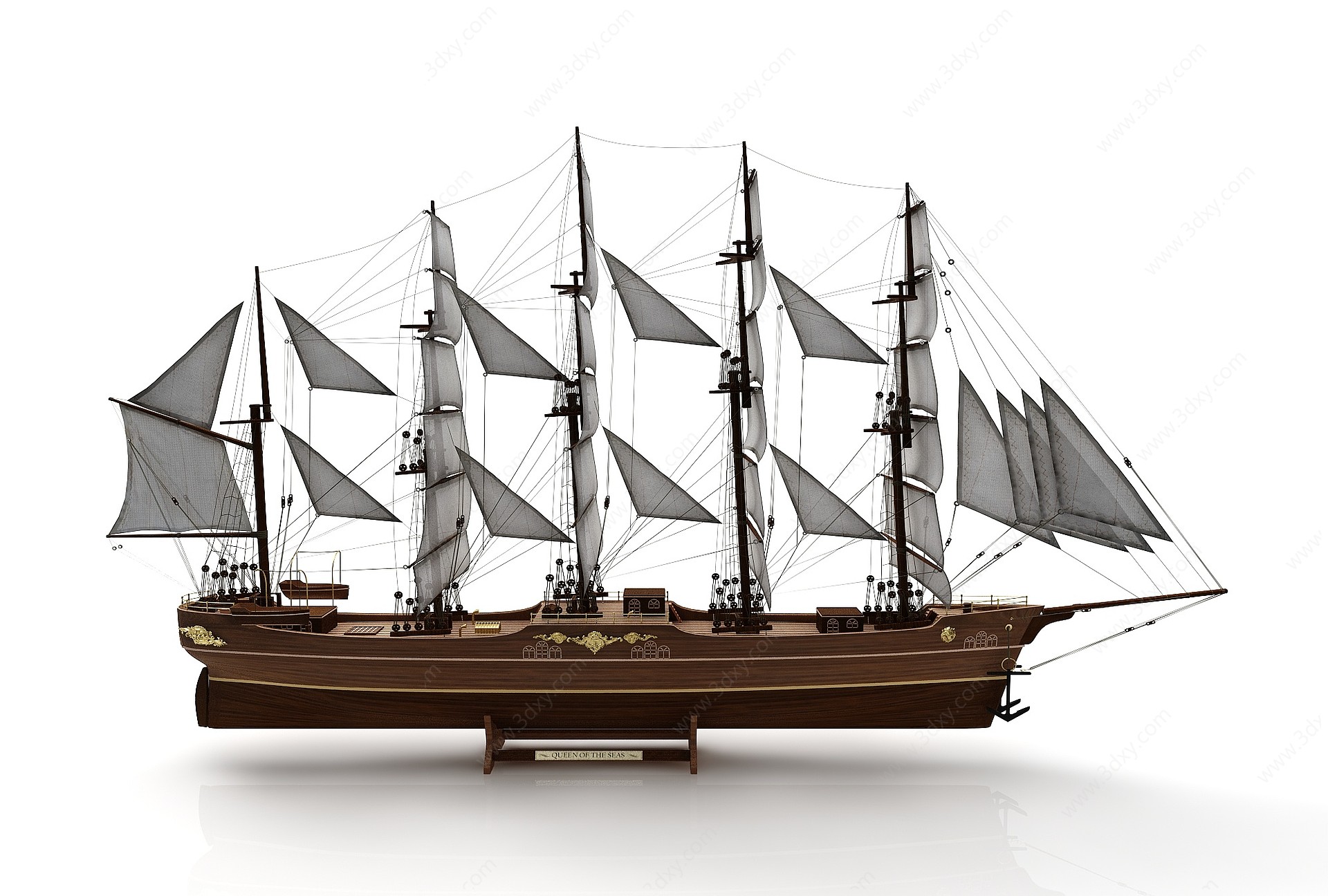 现代风格帆船装饰品3D模型