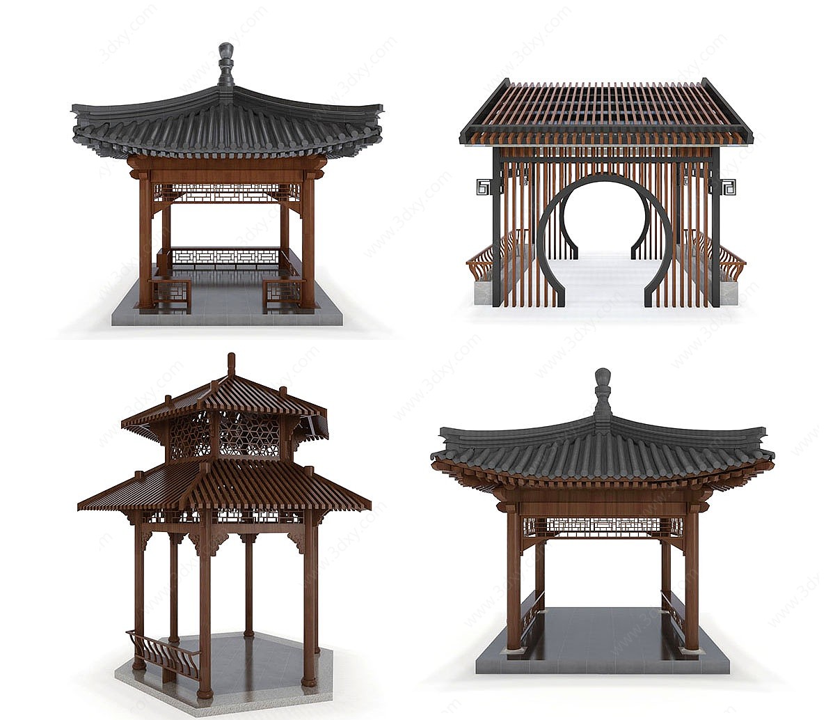 中式古建凉亭3D模型