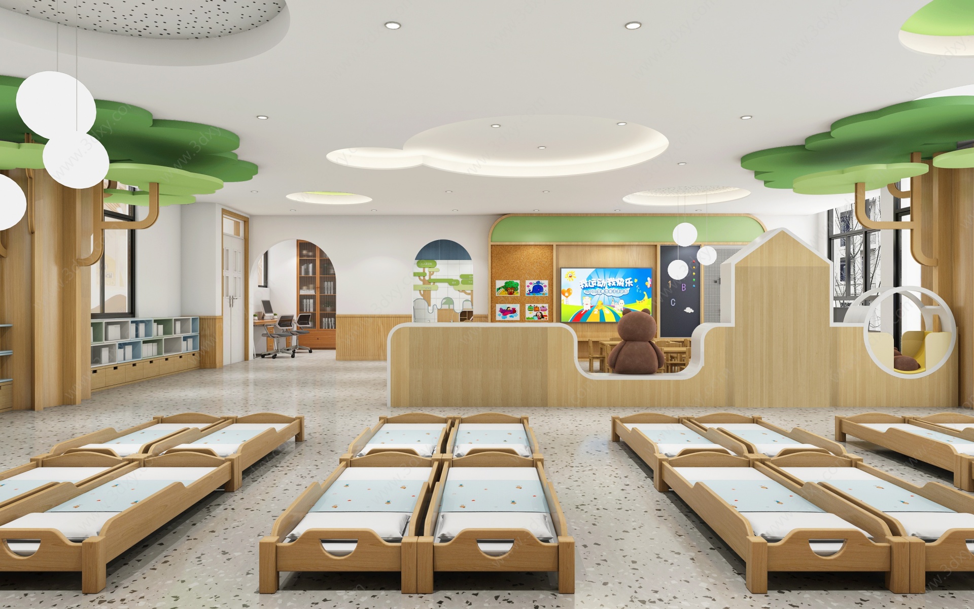 现代幼儿园睡眠室3D模型