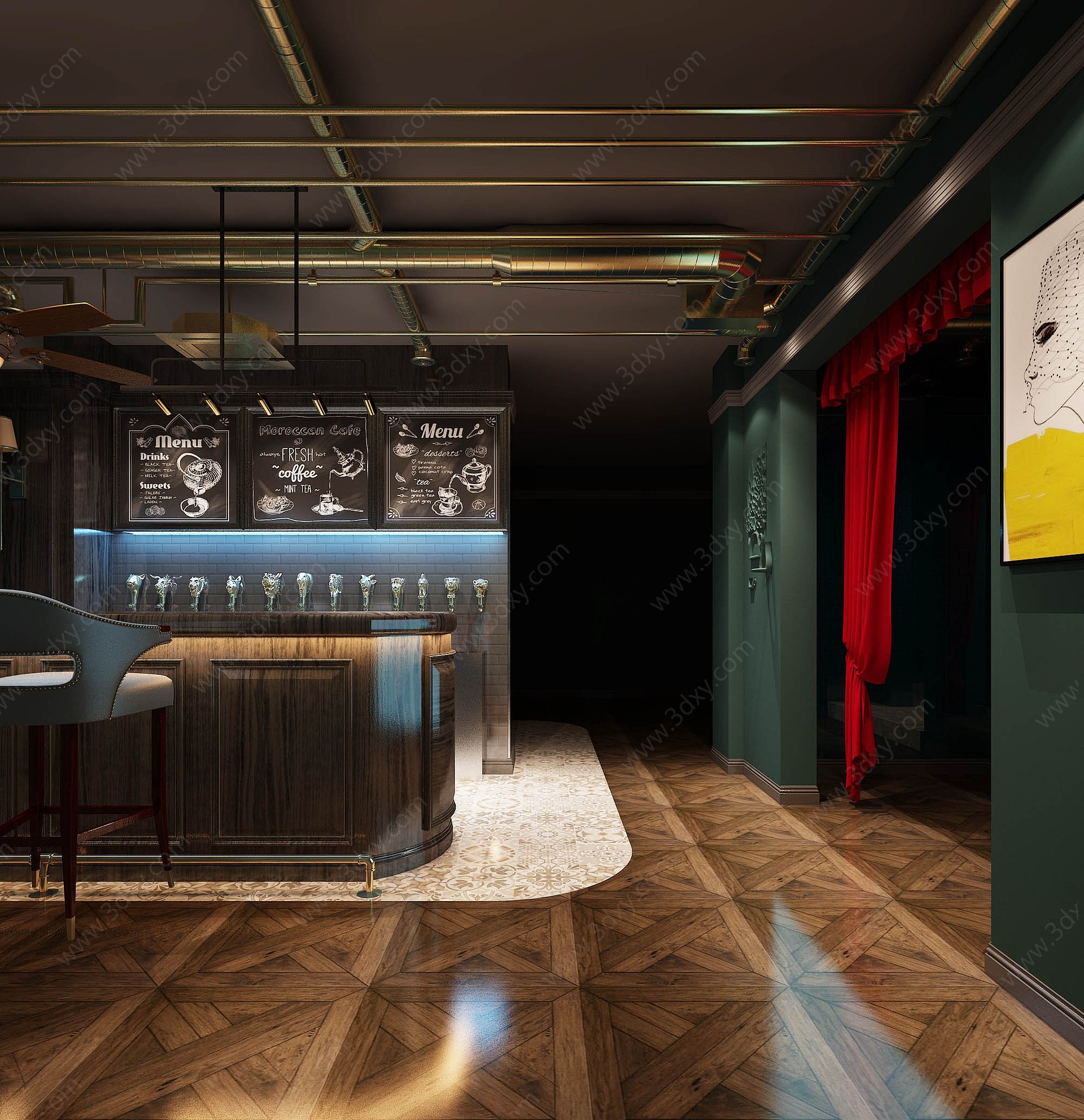 工业风酒吧娱乐空间3D模型