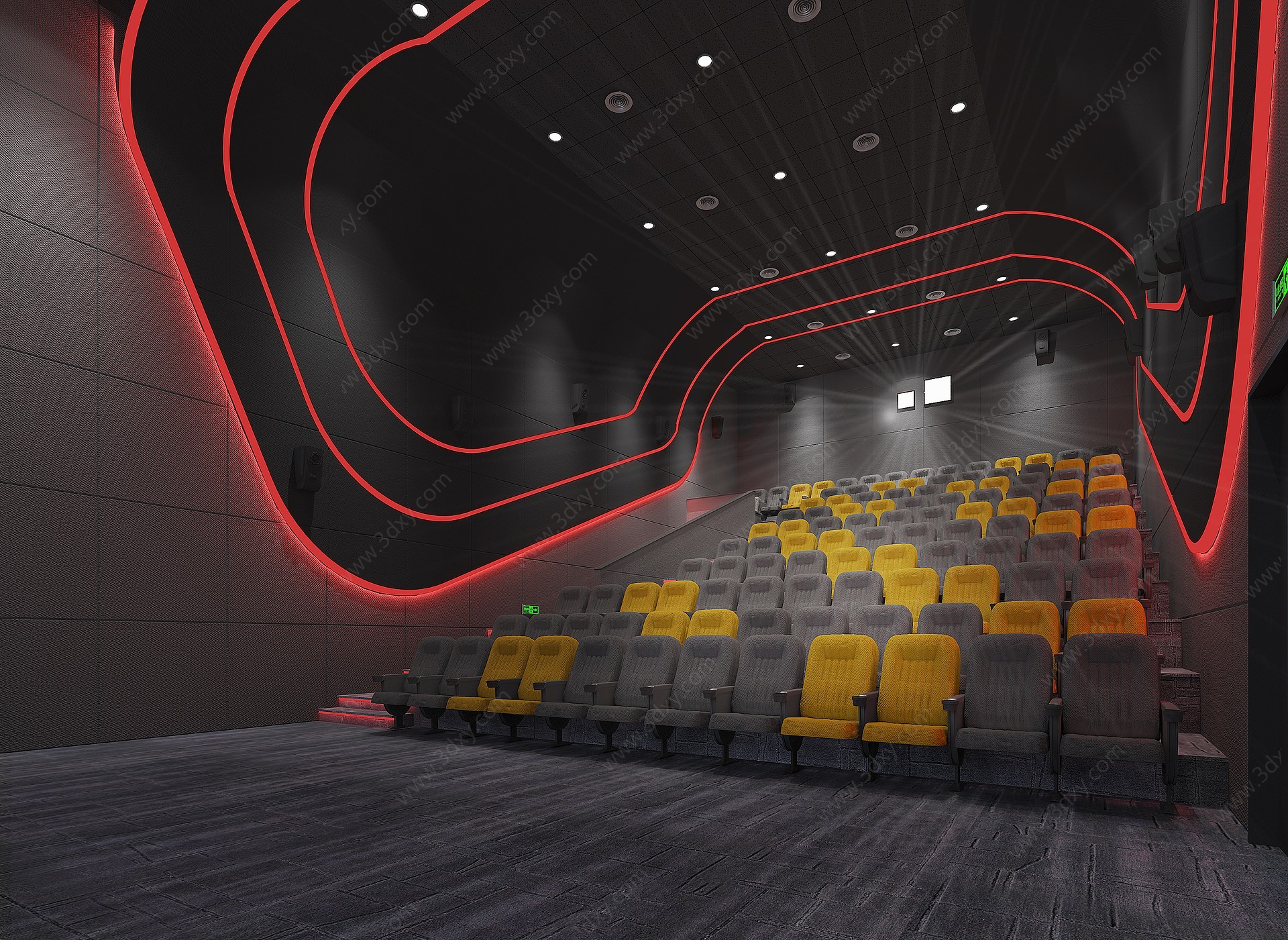 现代电影院观景厅3D模型