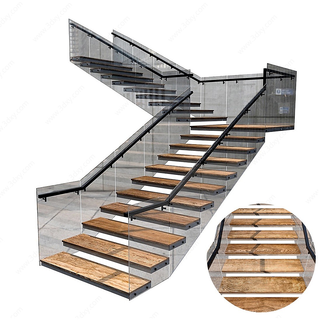 现代转角楼梯3D模型
