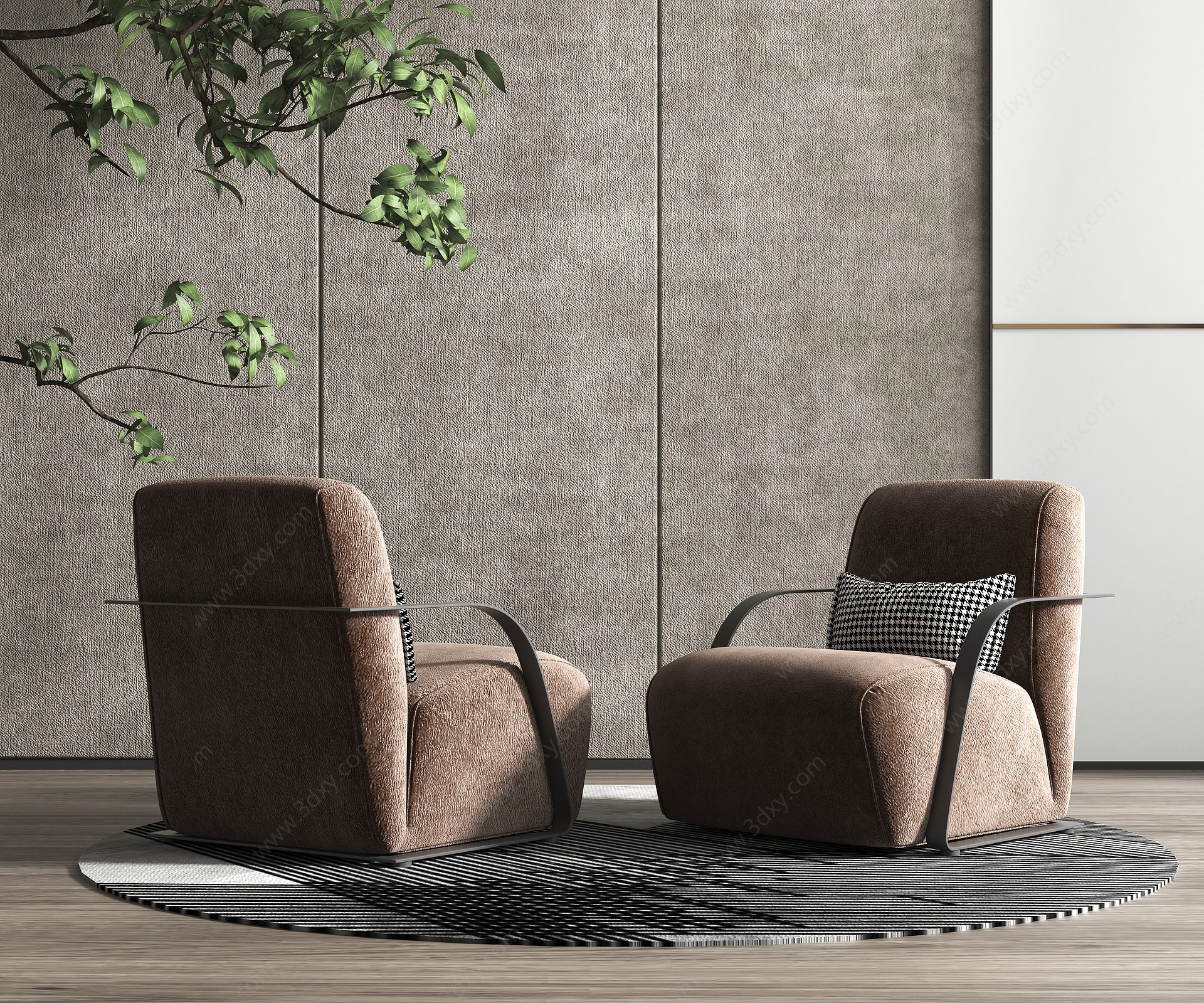 现代单人沙发休息室3D模型