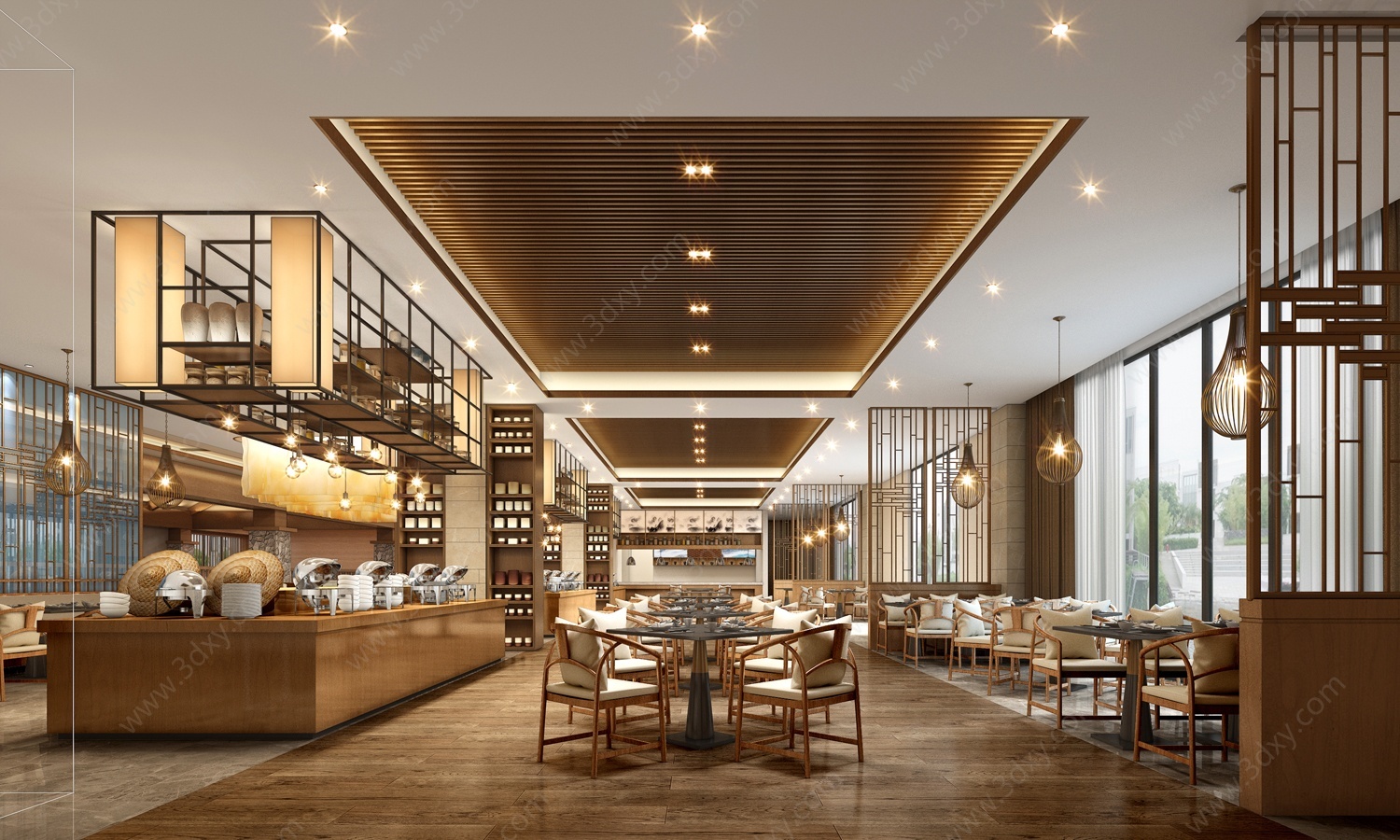 新中式酒店全日餐厅3D模型