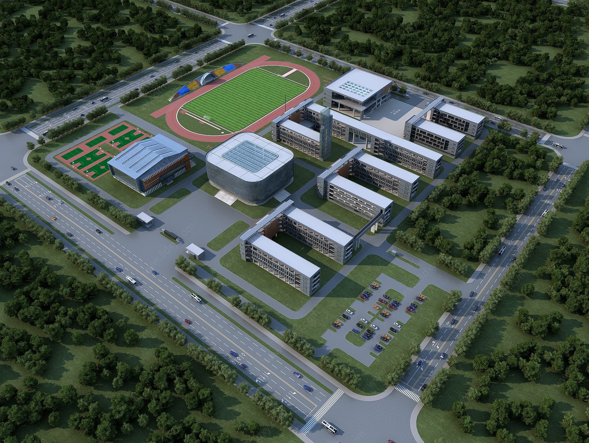 现代学校建筑体育馆3D模型