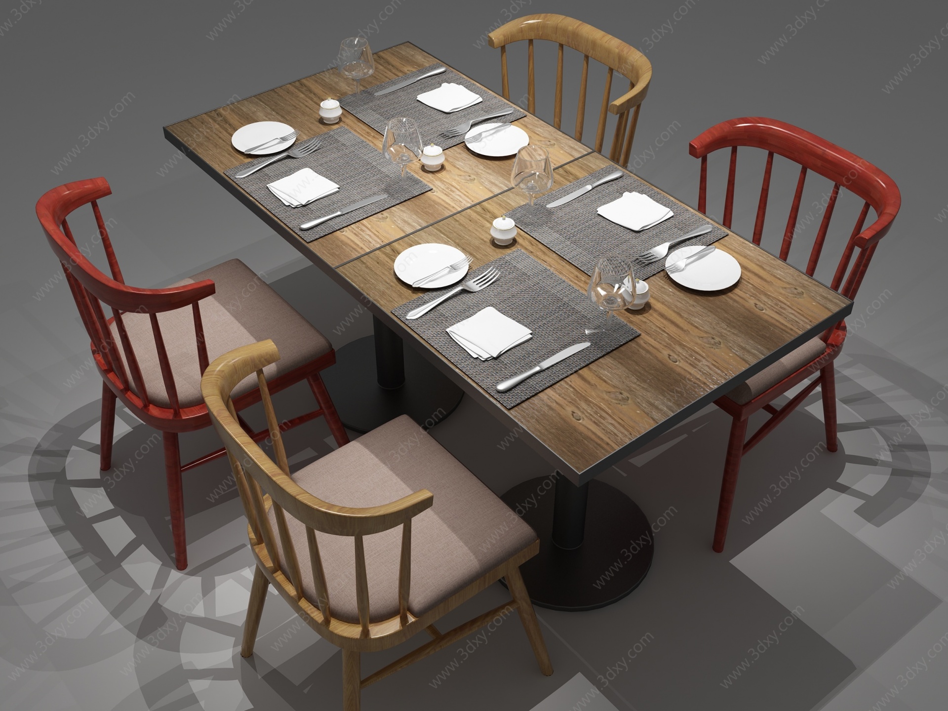 工业风餐桌咖啡桌3D模型