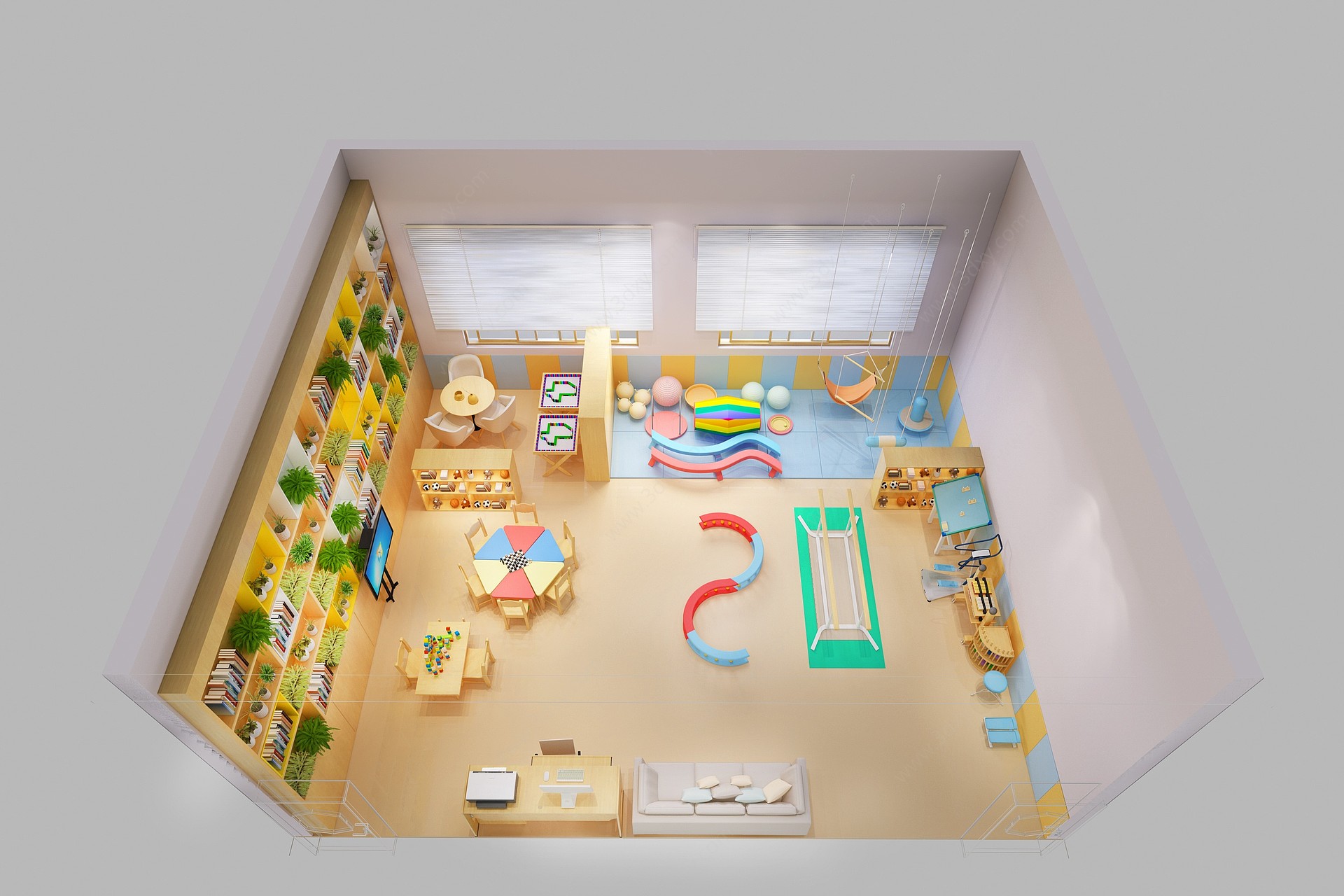 现代风格幼儿园教室3D模型