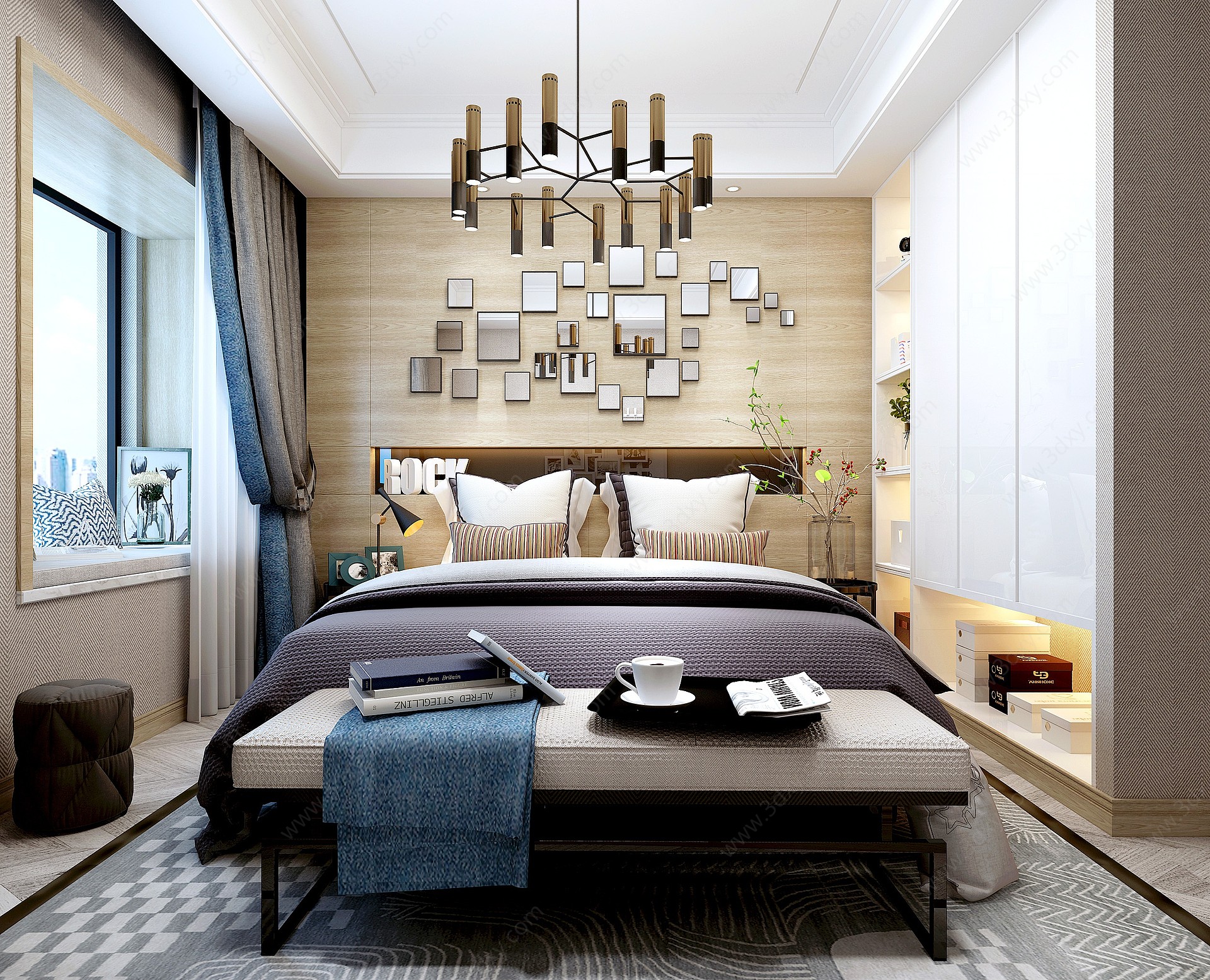 现代卧室空间3D模型
