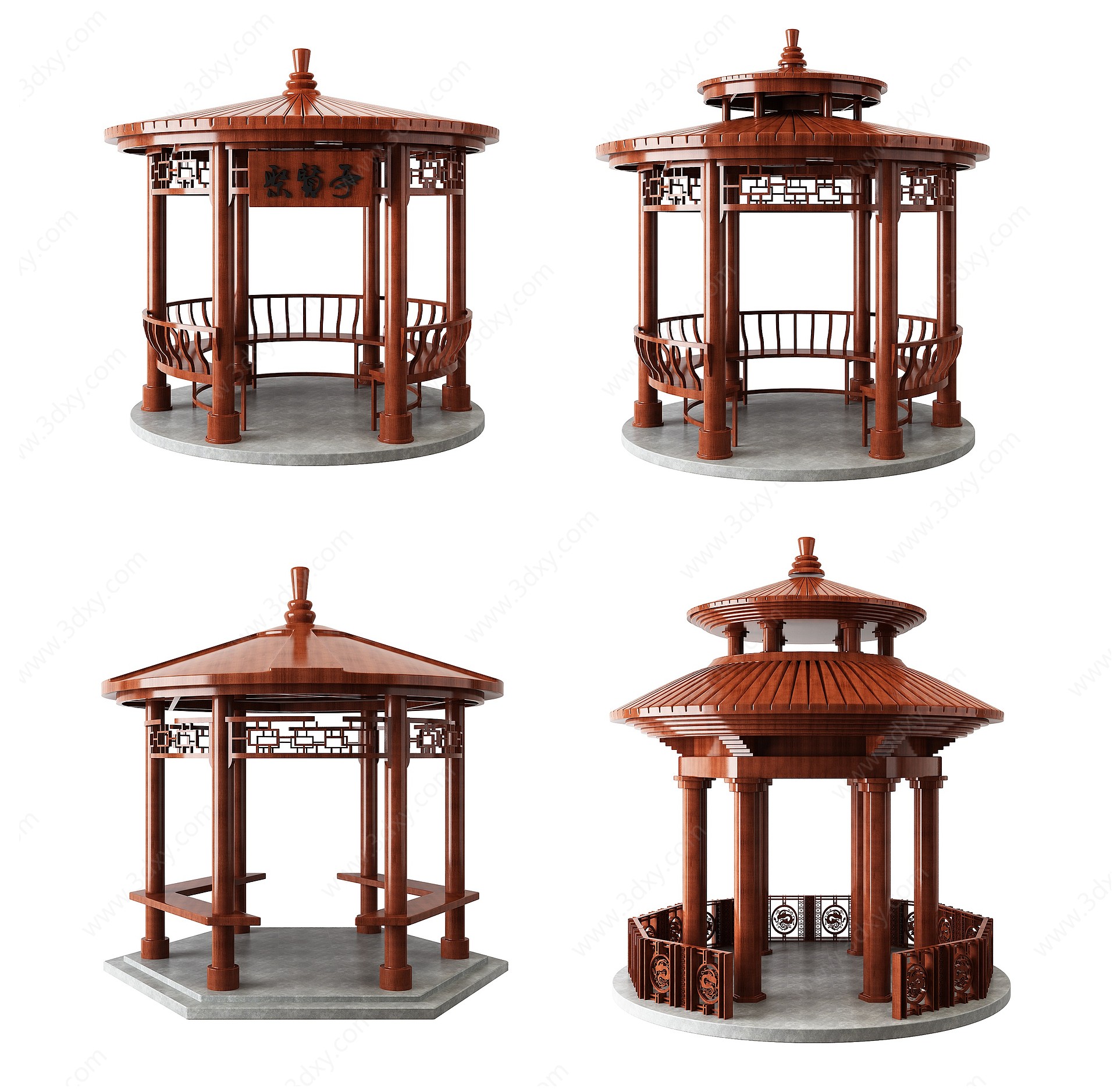 中式古典亭子古建筑凉亭3D模型