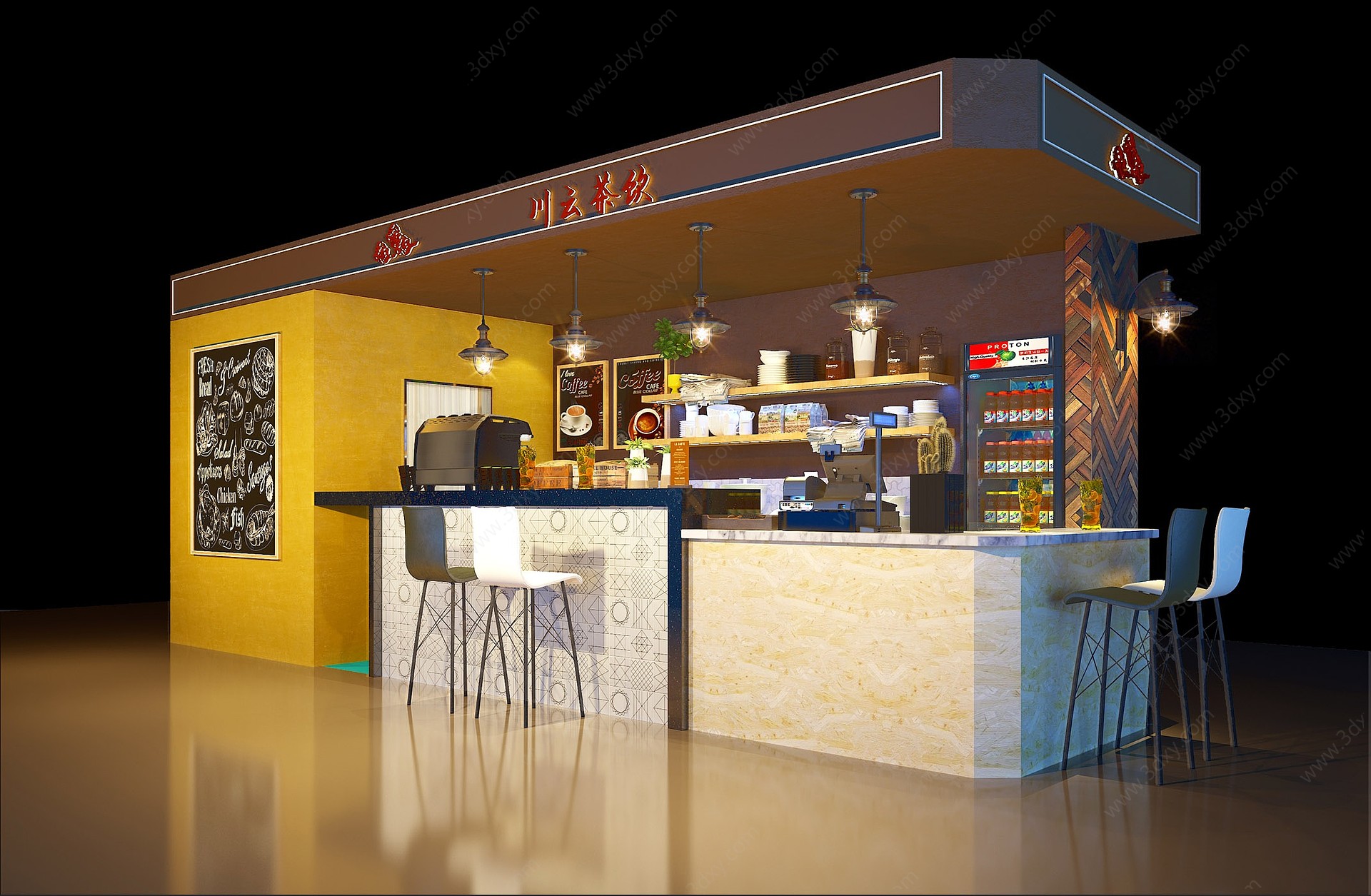 现代甜品店饮料店3D模型