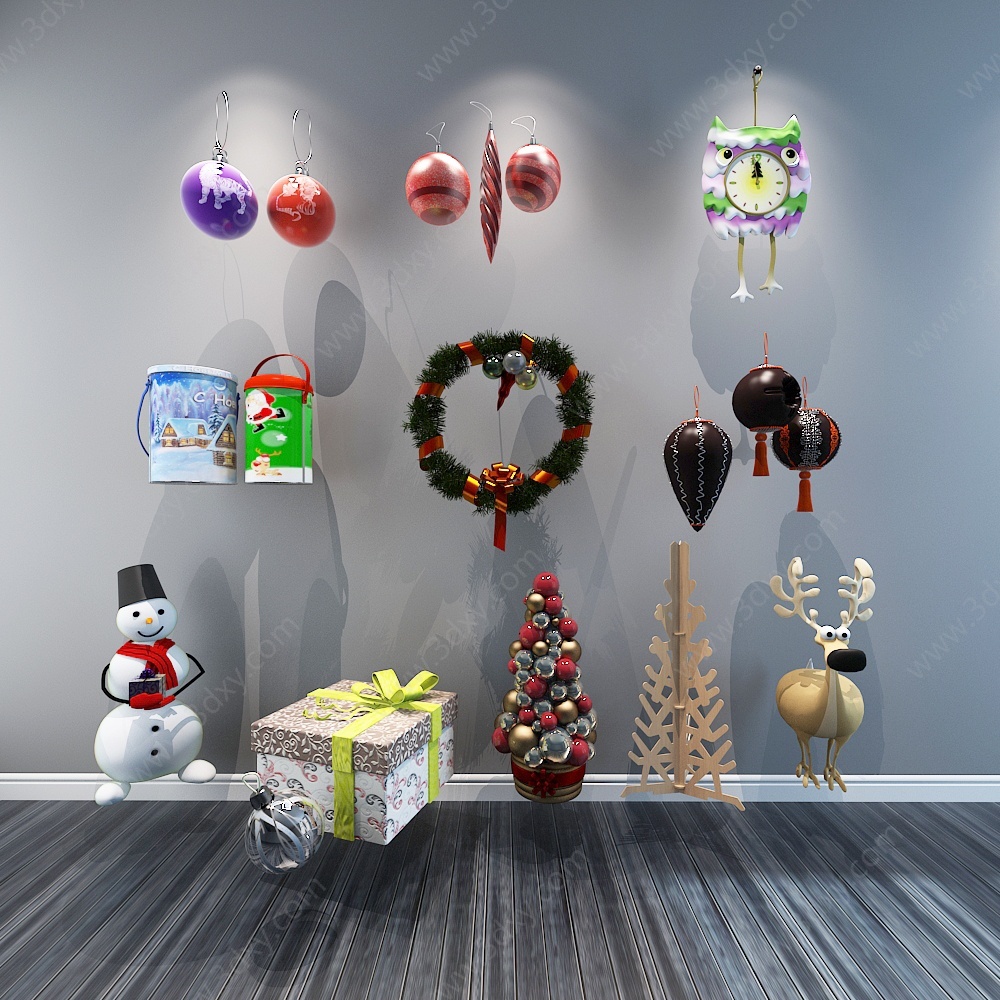 圣诞节礼物圣诞树装饰品3D模型