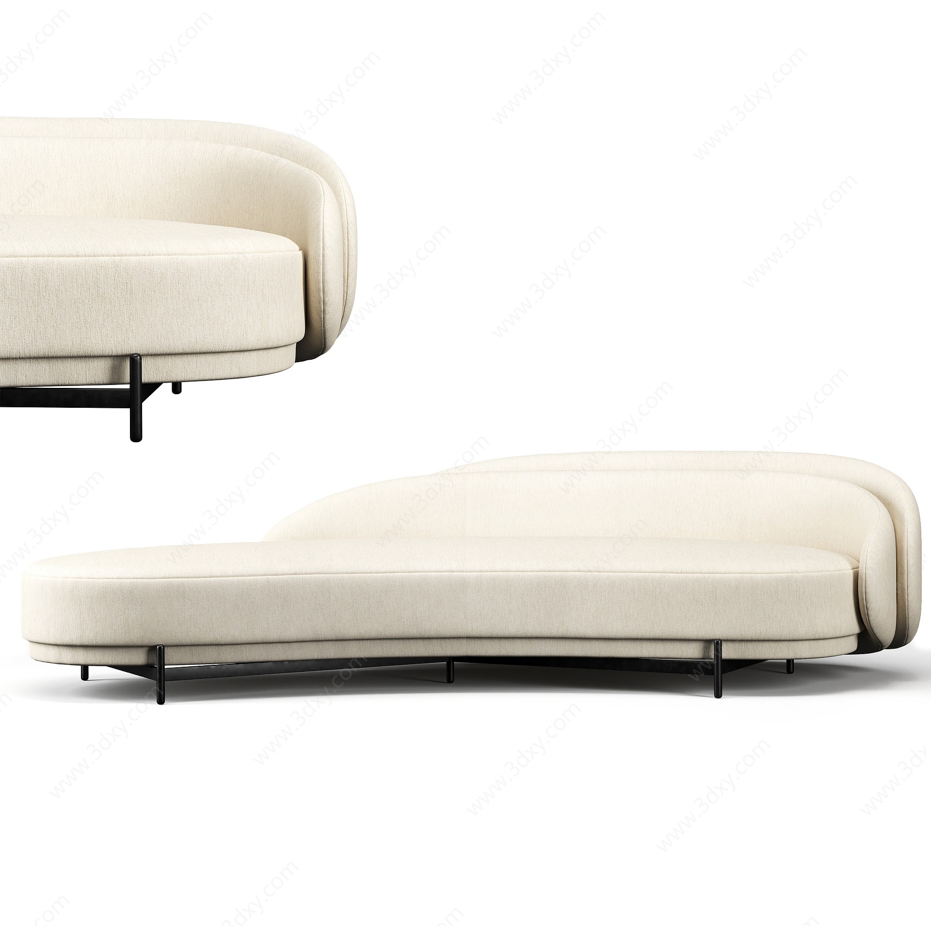 现代白色休闲沙发3D模型