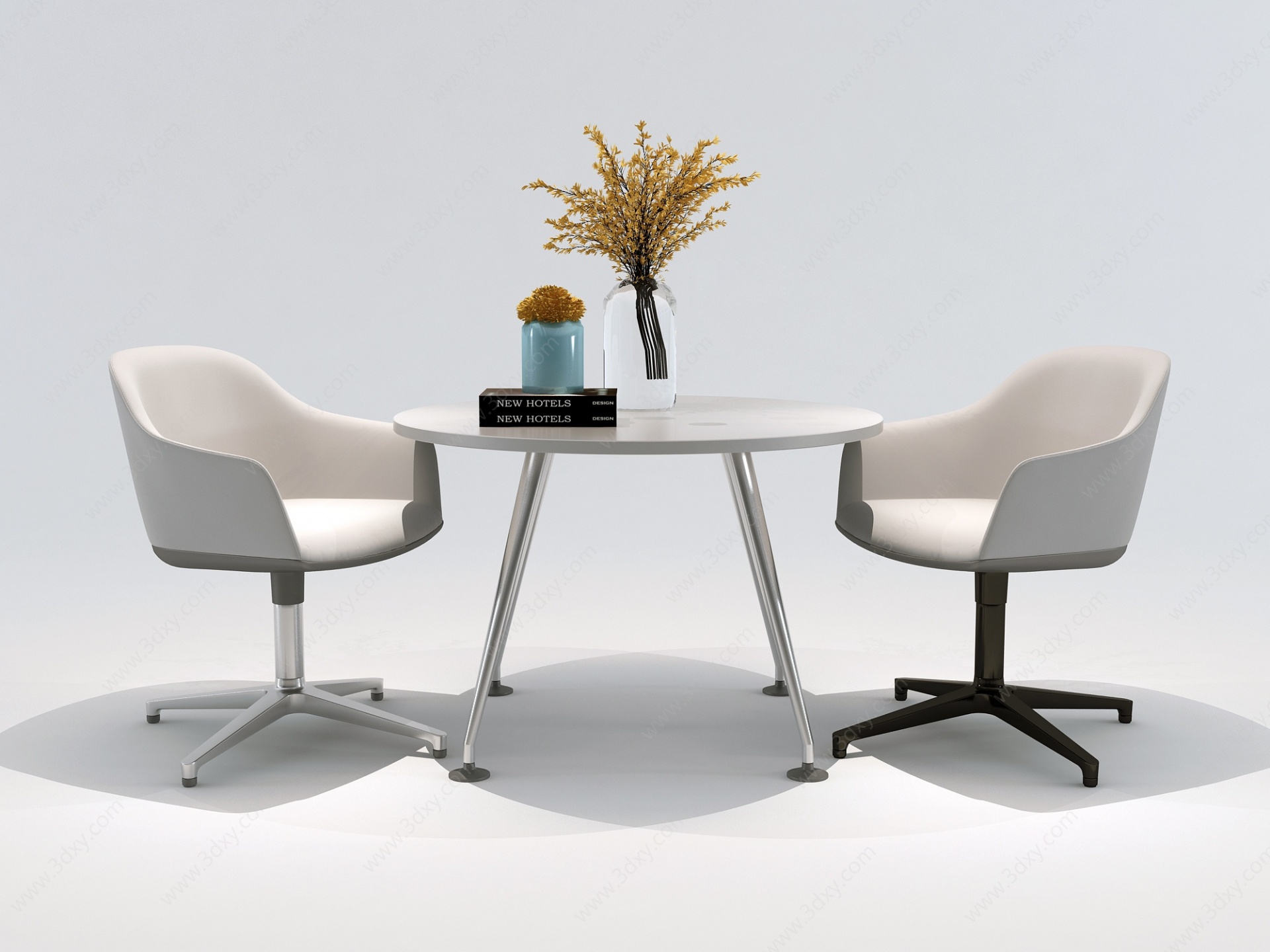 现代洽谈桌椅办公桌椅3D模型