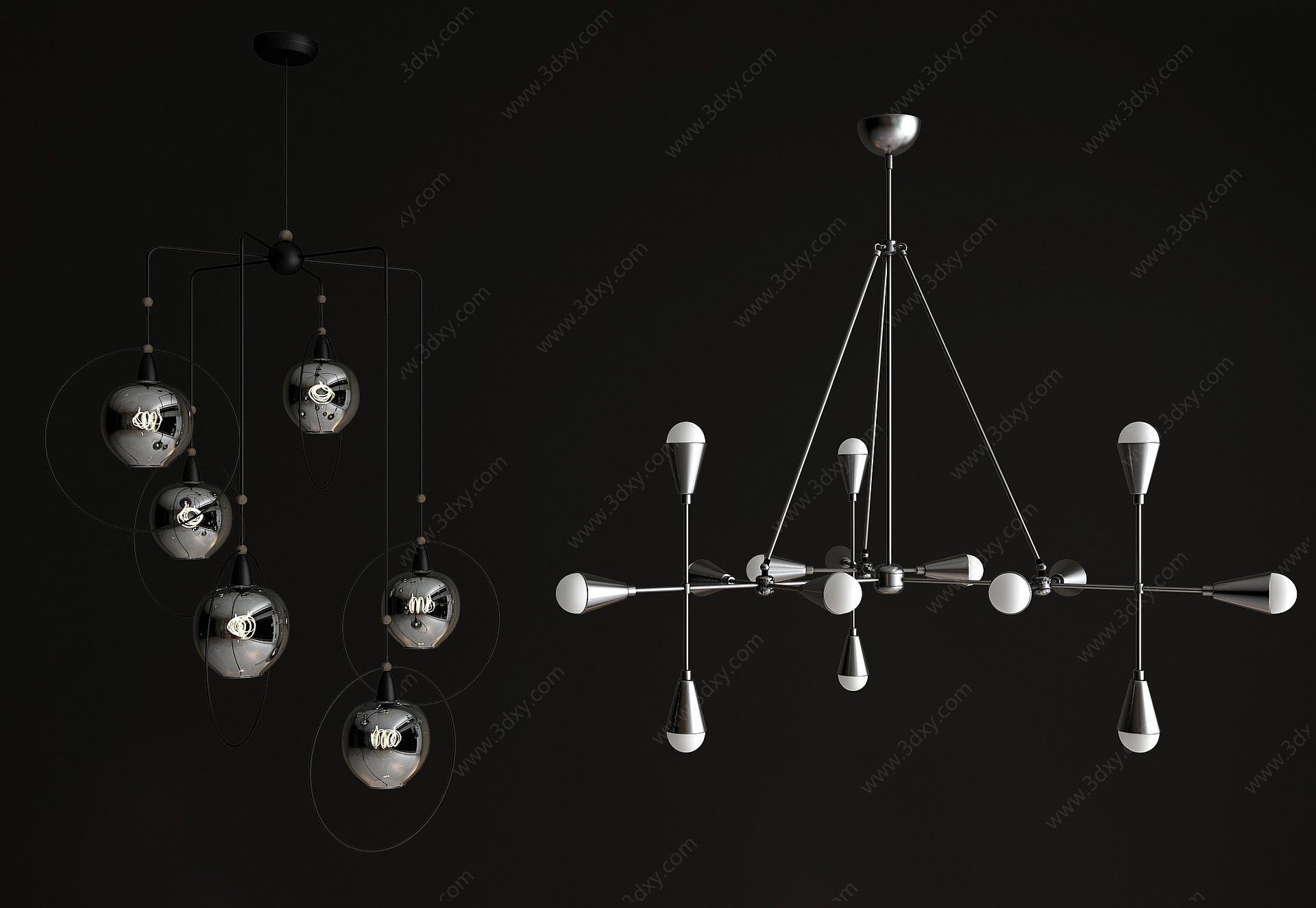现代风格个性吊灯3D模型