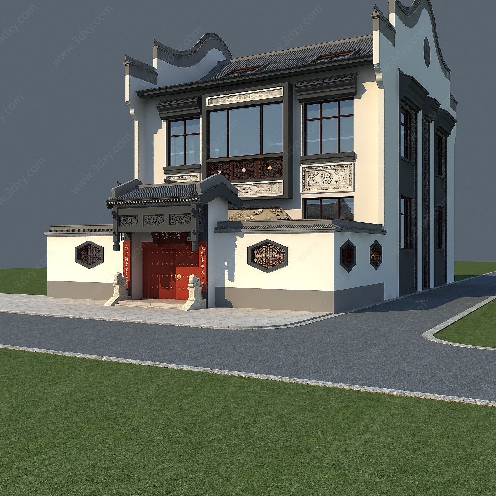 中式徽派独栋别墅3D模型