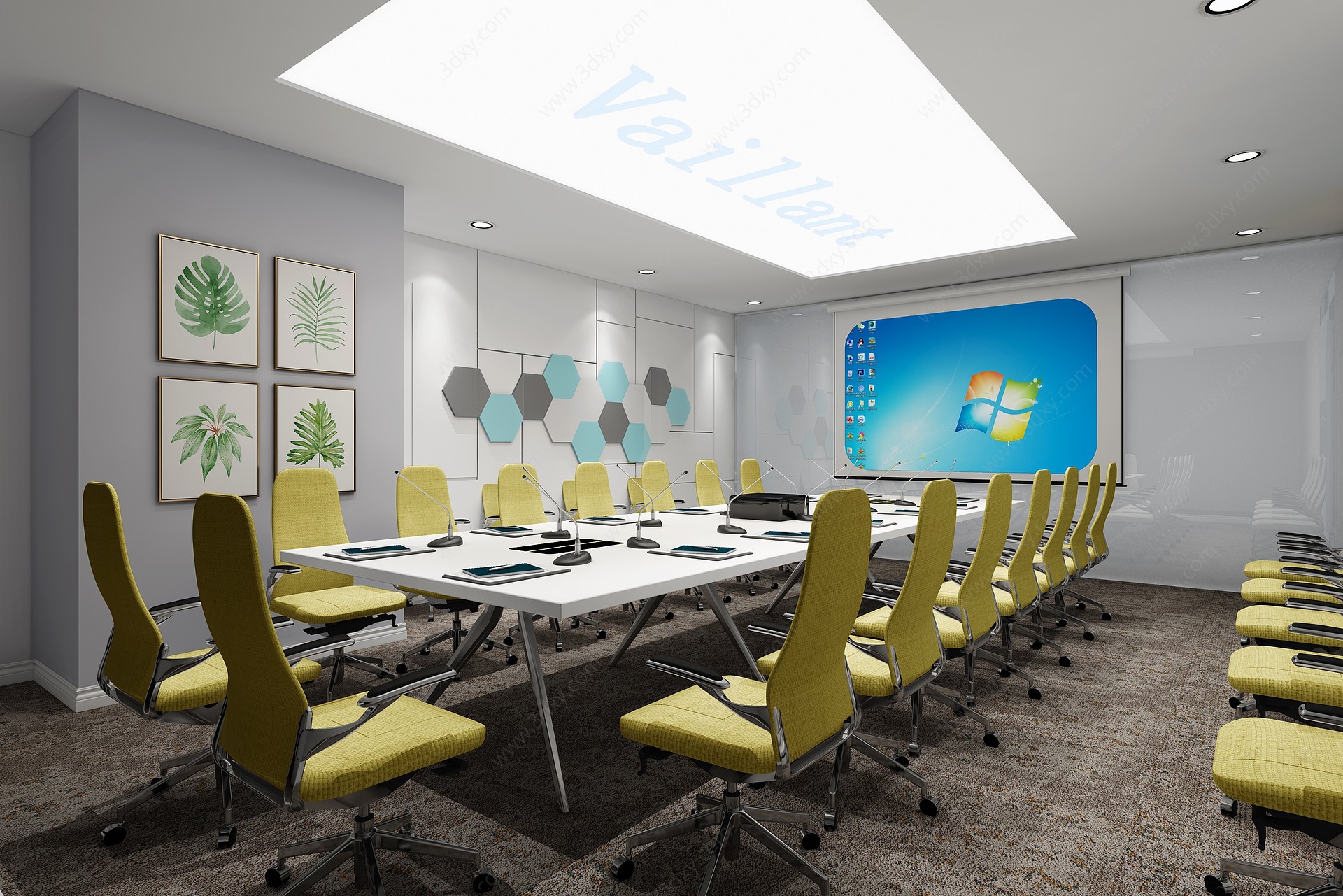 现代会议室会议桌会议椅3D模型
