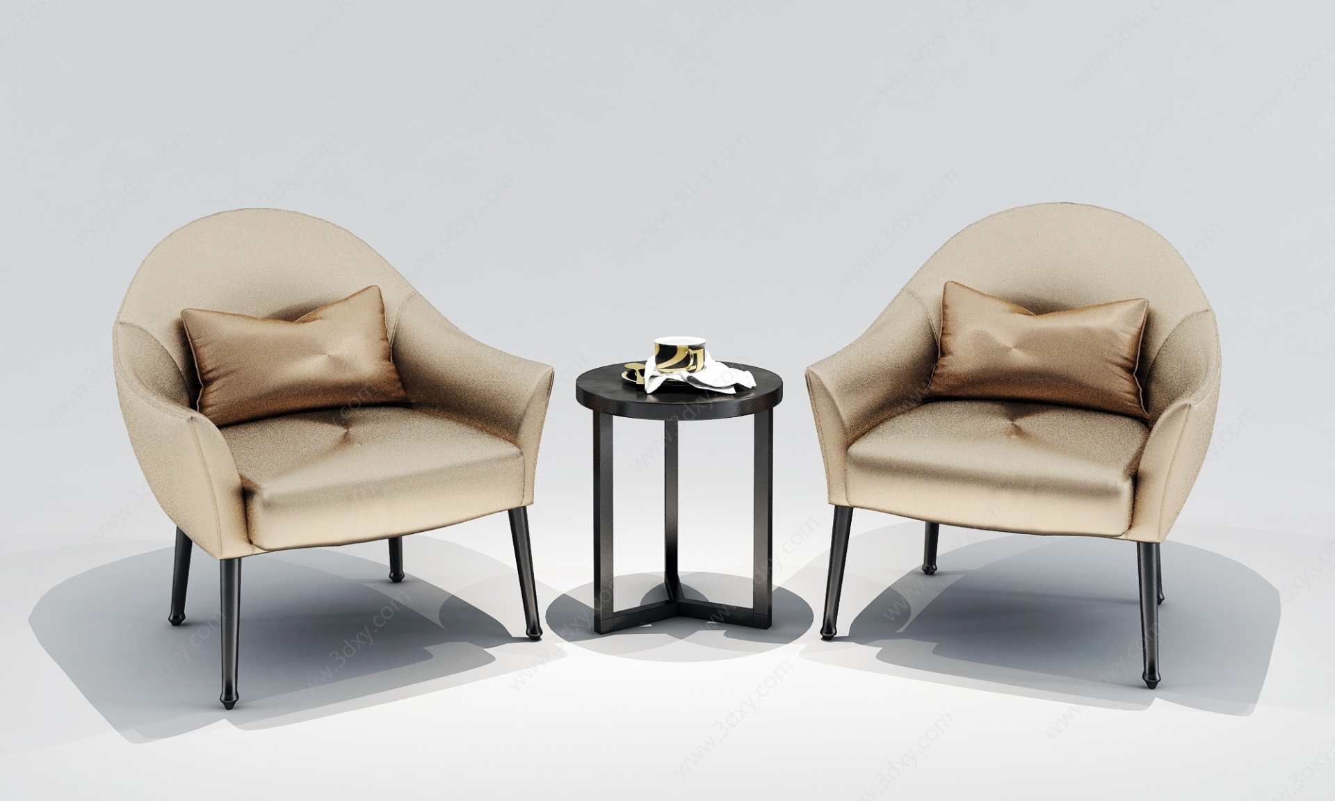 现代椅子休闲椅茶几3D模型