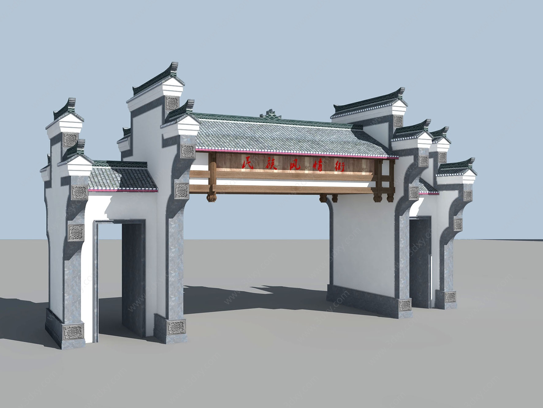 中式古建筑牌楼3D模型