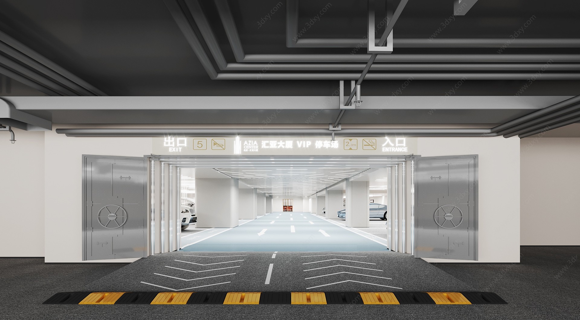 现代室内停车场3D模型