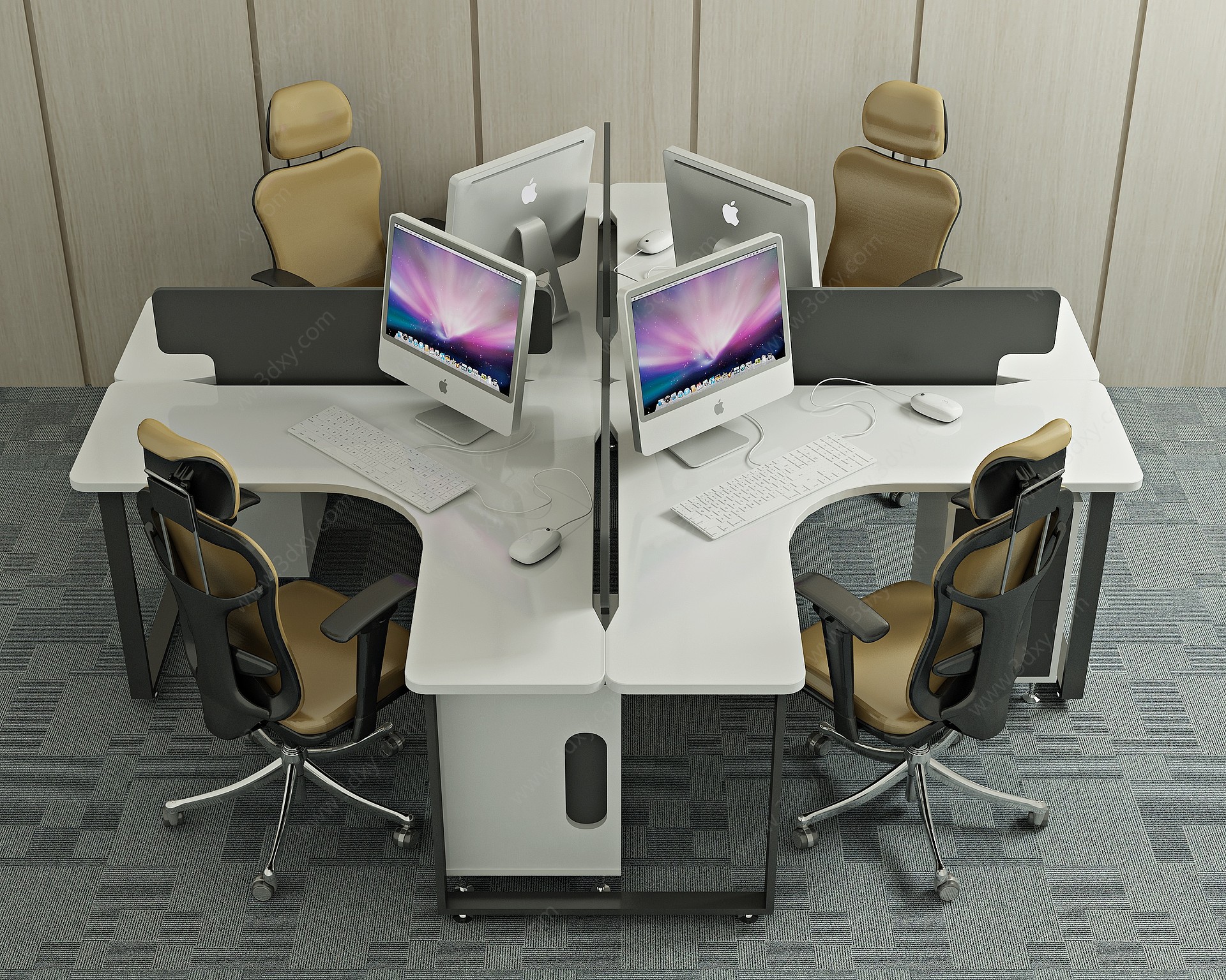 现代办公桌椅电脑椅子3D模型