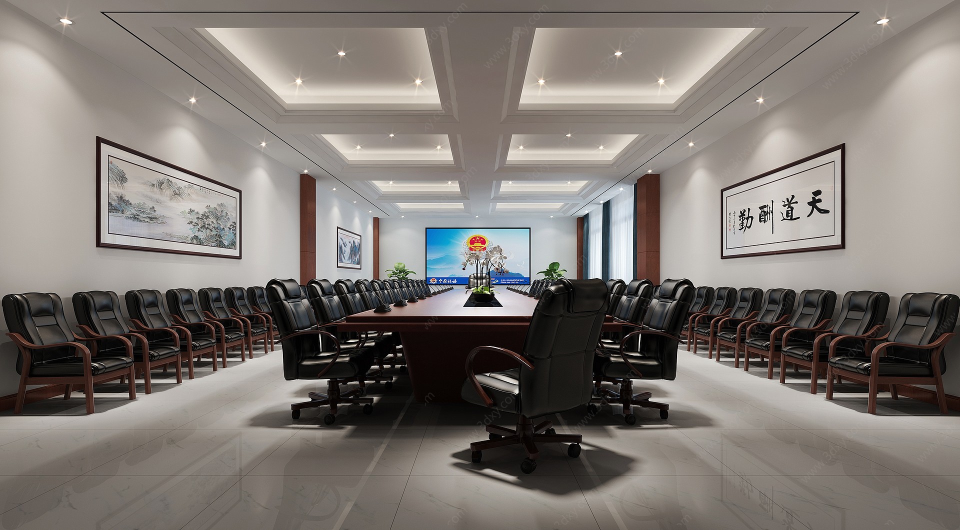 现代政府事业单位会议室3D模型