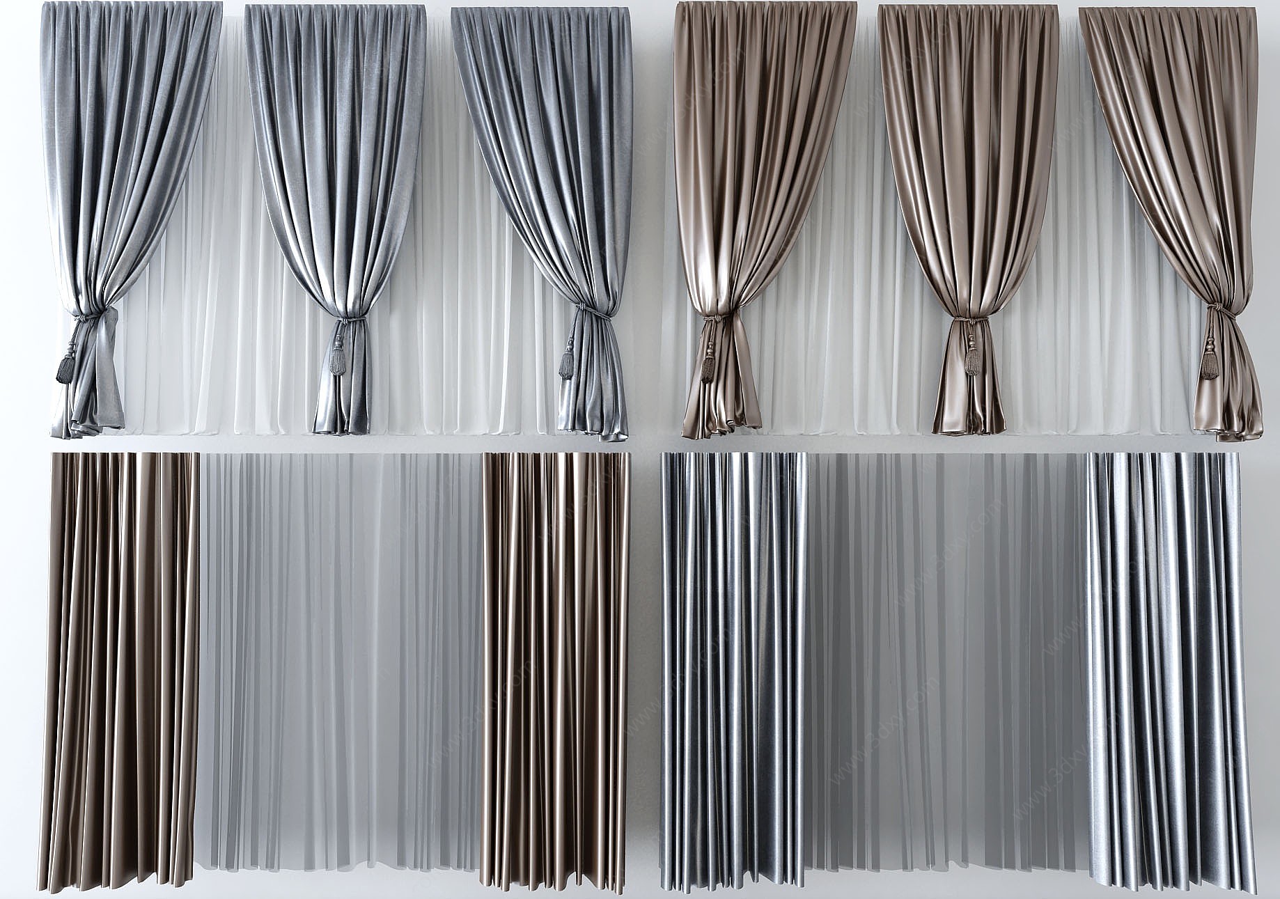 现代窗帘挂帘双层帘3D模型