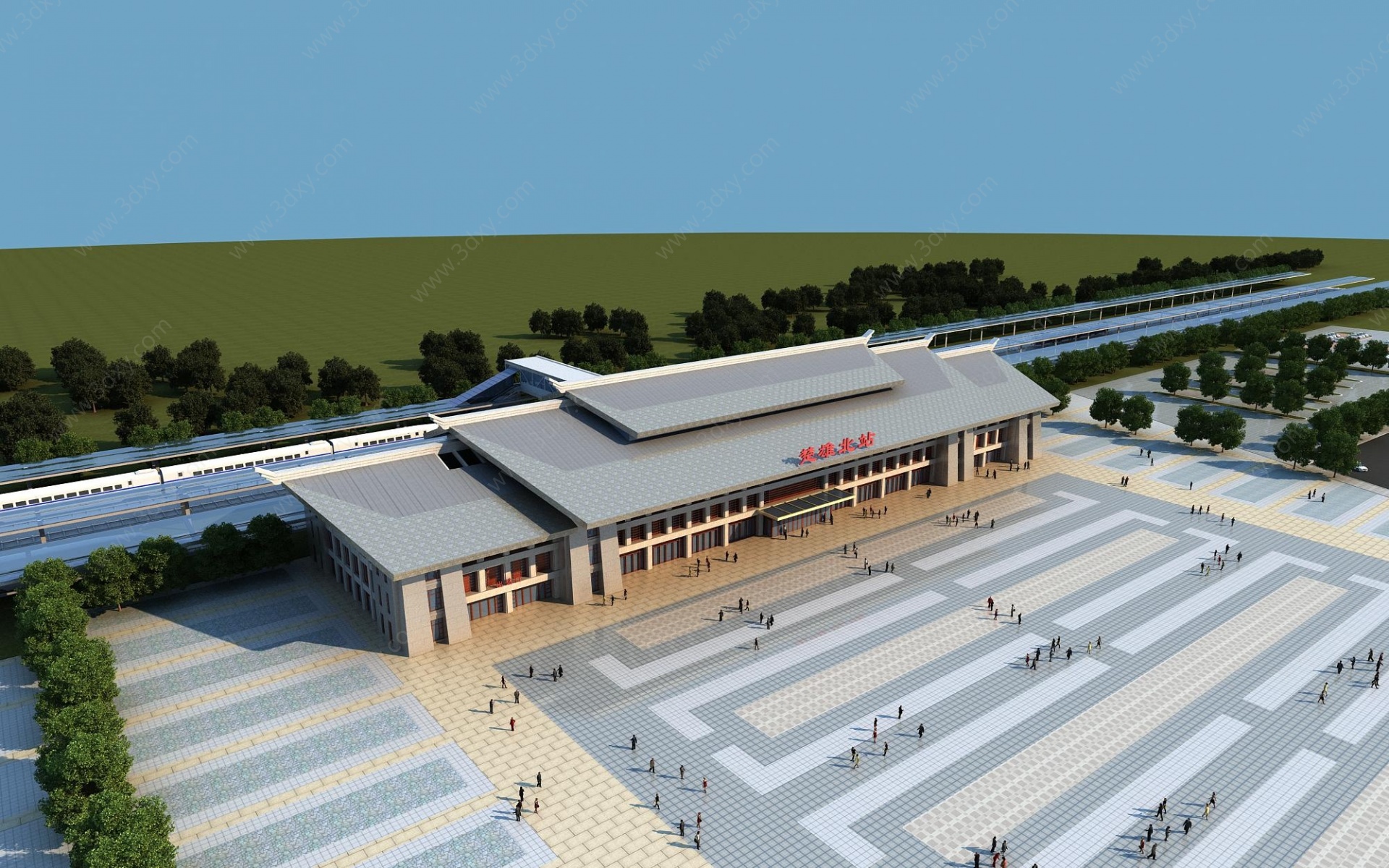 新中式高铁站火车站3D模型