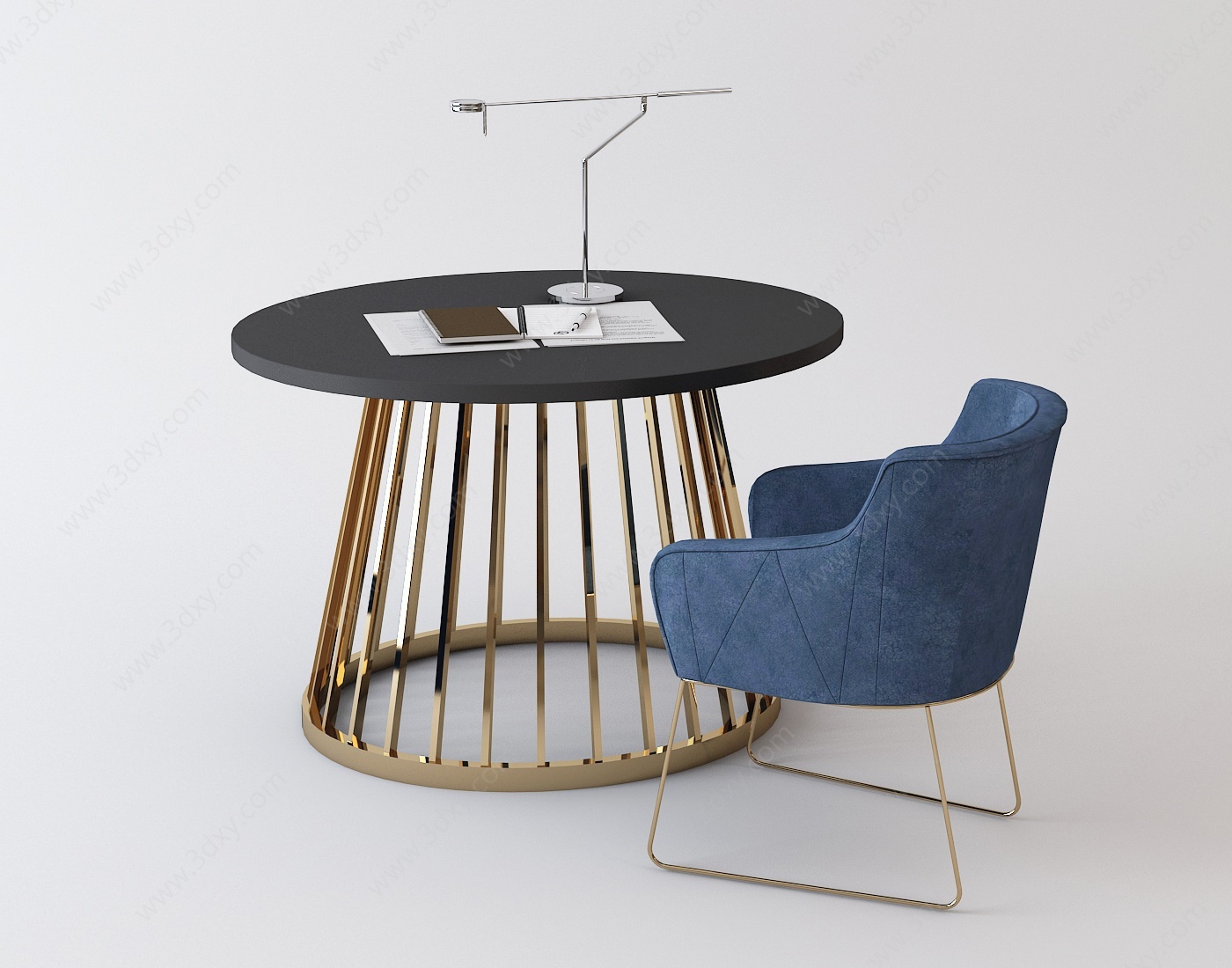 现代休闲桌椅书桌椅3D模型