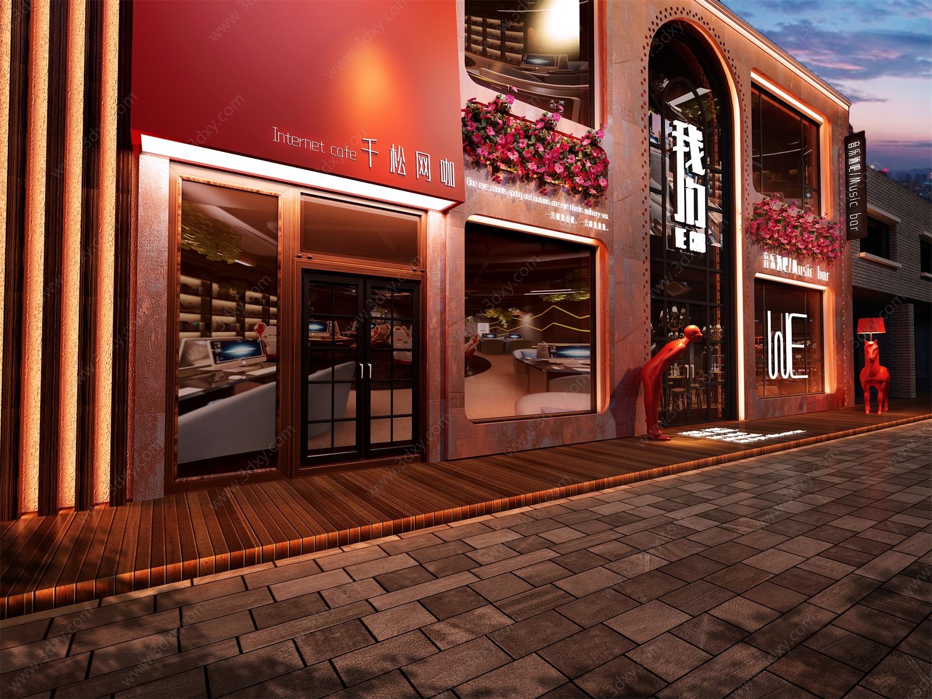 复古风工业风酒吧迪厅门头3D模型