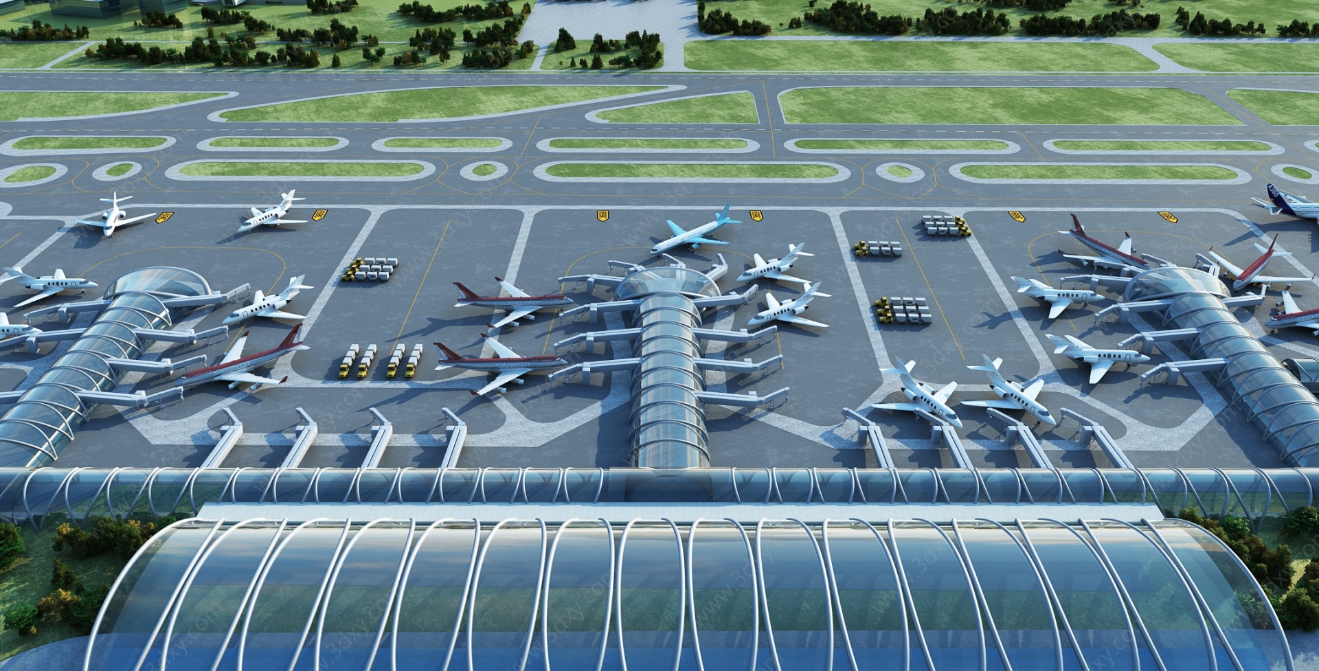 机场规划机场指挥中心3D模型