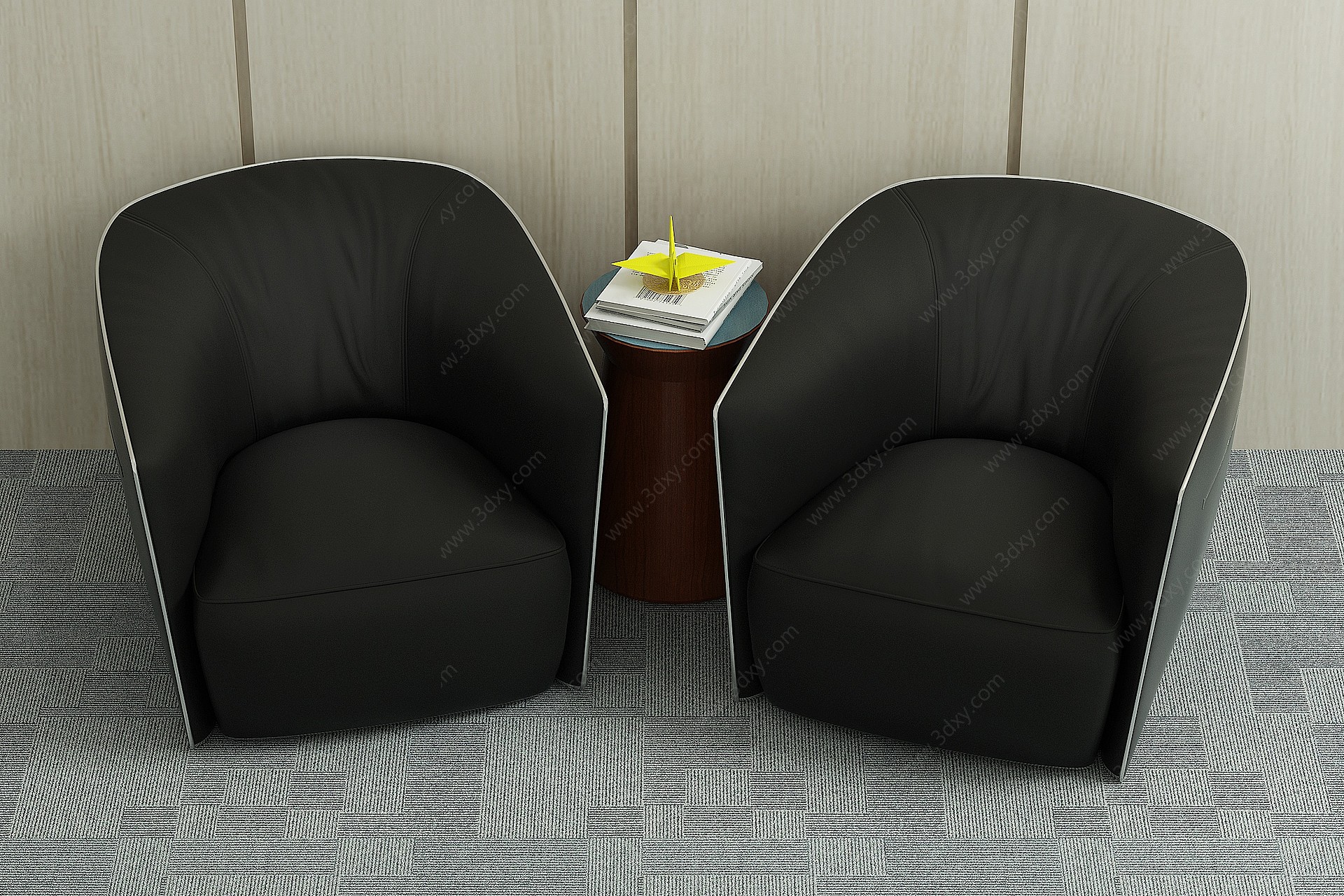 现代单体沙发休闲沙发茶几3D模型