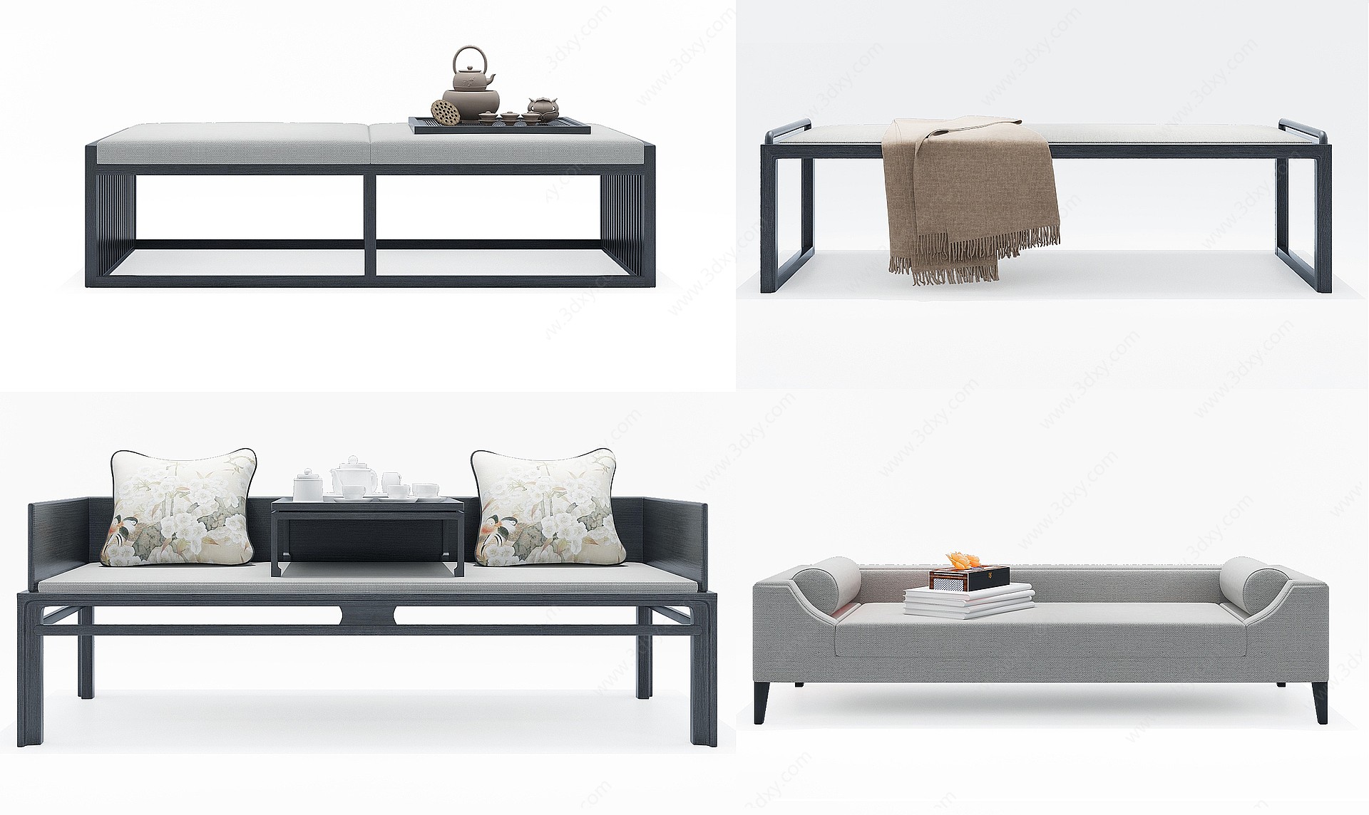 古典实木罗汉床沙发3D模型
